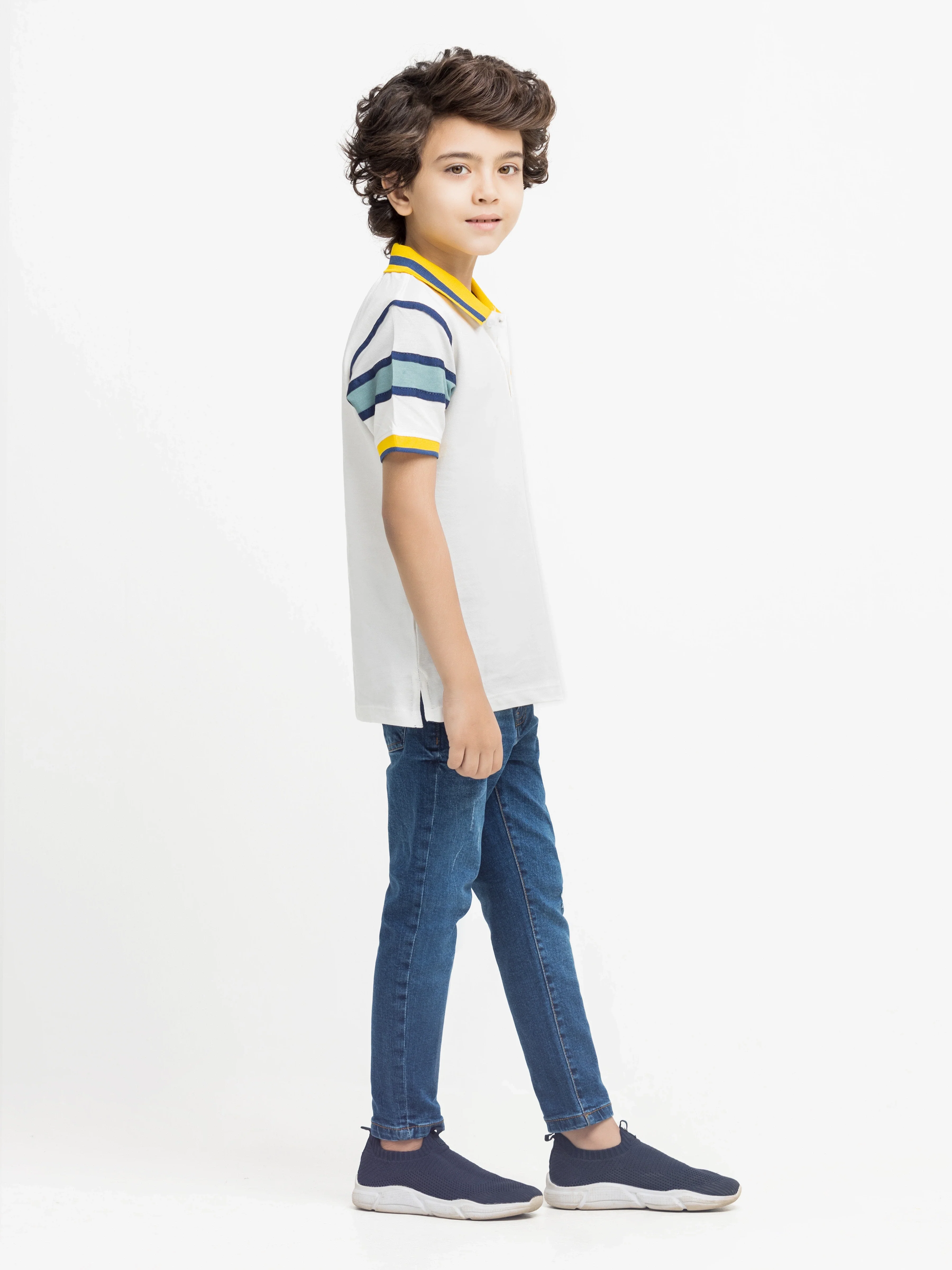 Boy's Off White Polo Shirt - EBTPS5-010 - Image 4
