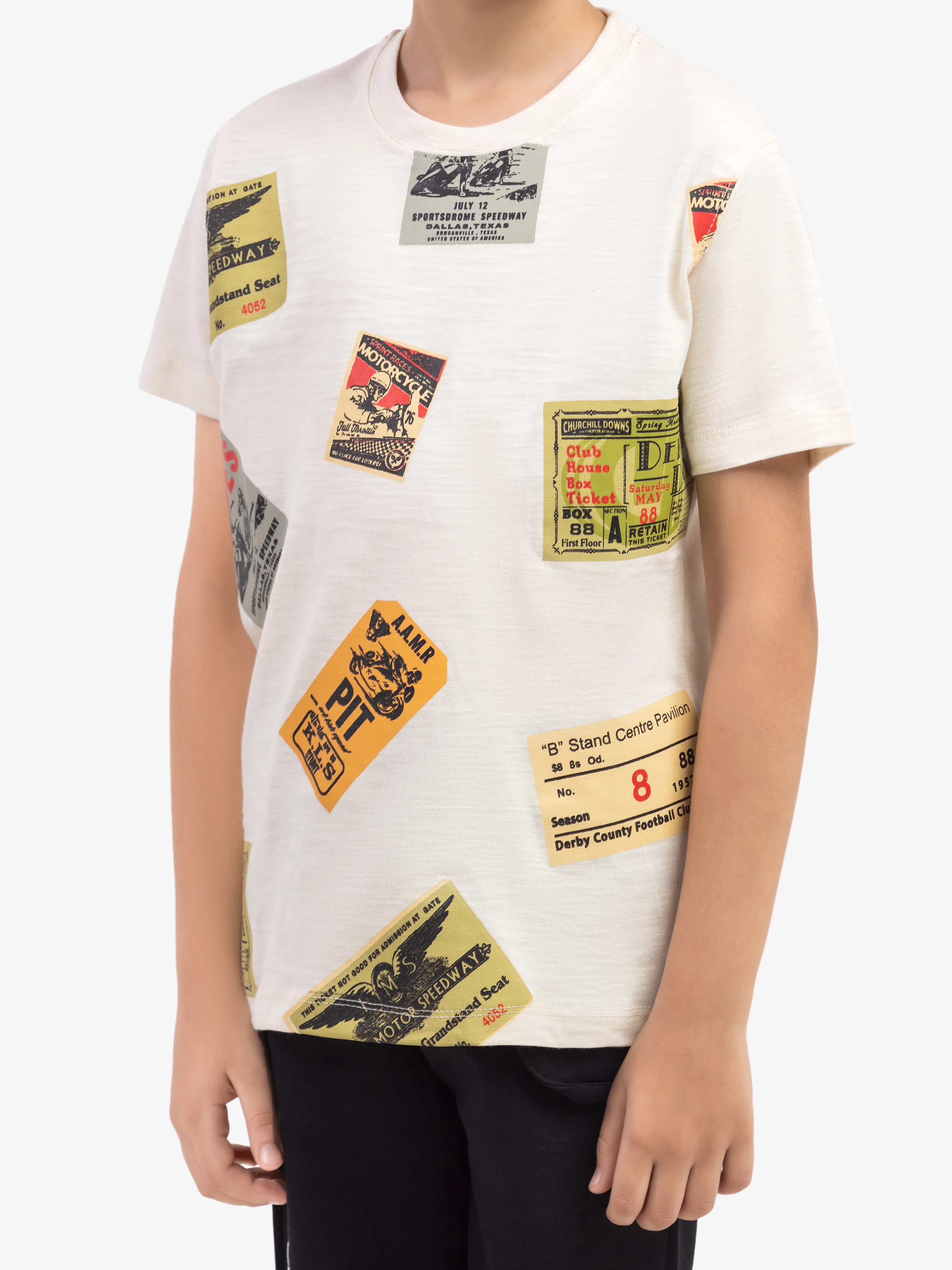 Boy's Off White T-Shirt - EBTTS5-006 - Image 3