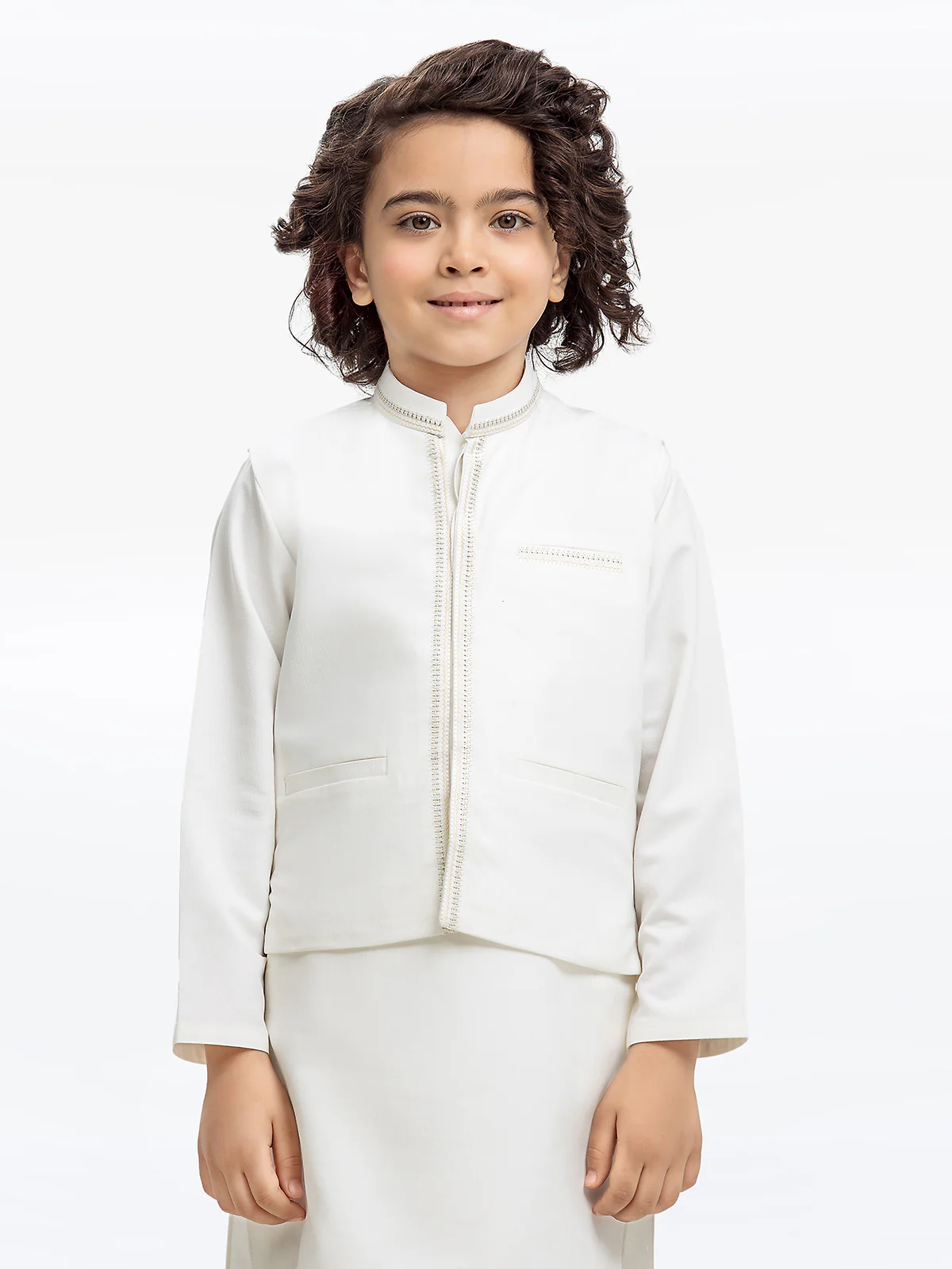 Boy's Off White Waist Coat Suit - EBTWCS23-25183 - Image 3