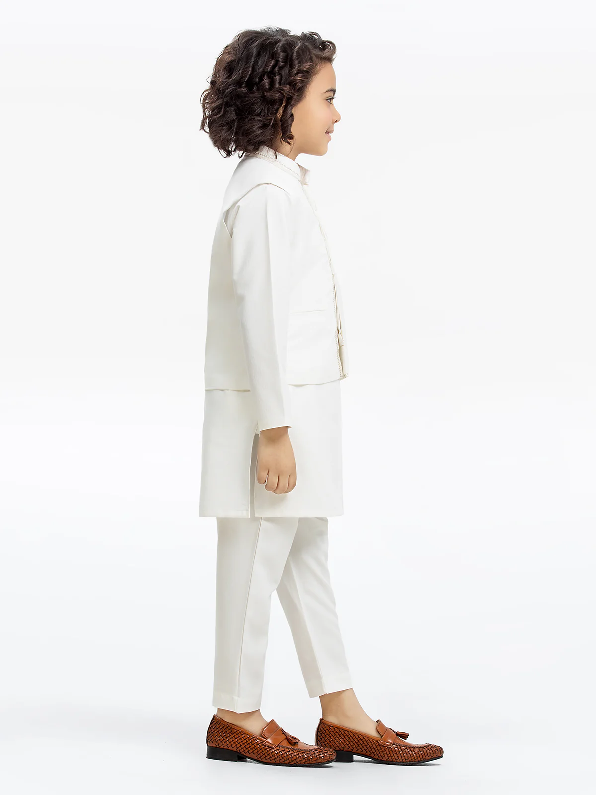 Boy's Off White Waist Coat Suit - EBTWCS23-25183 - Image 5