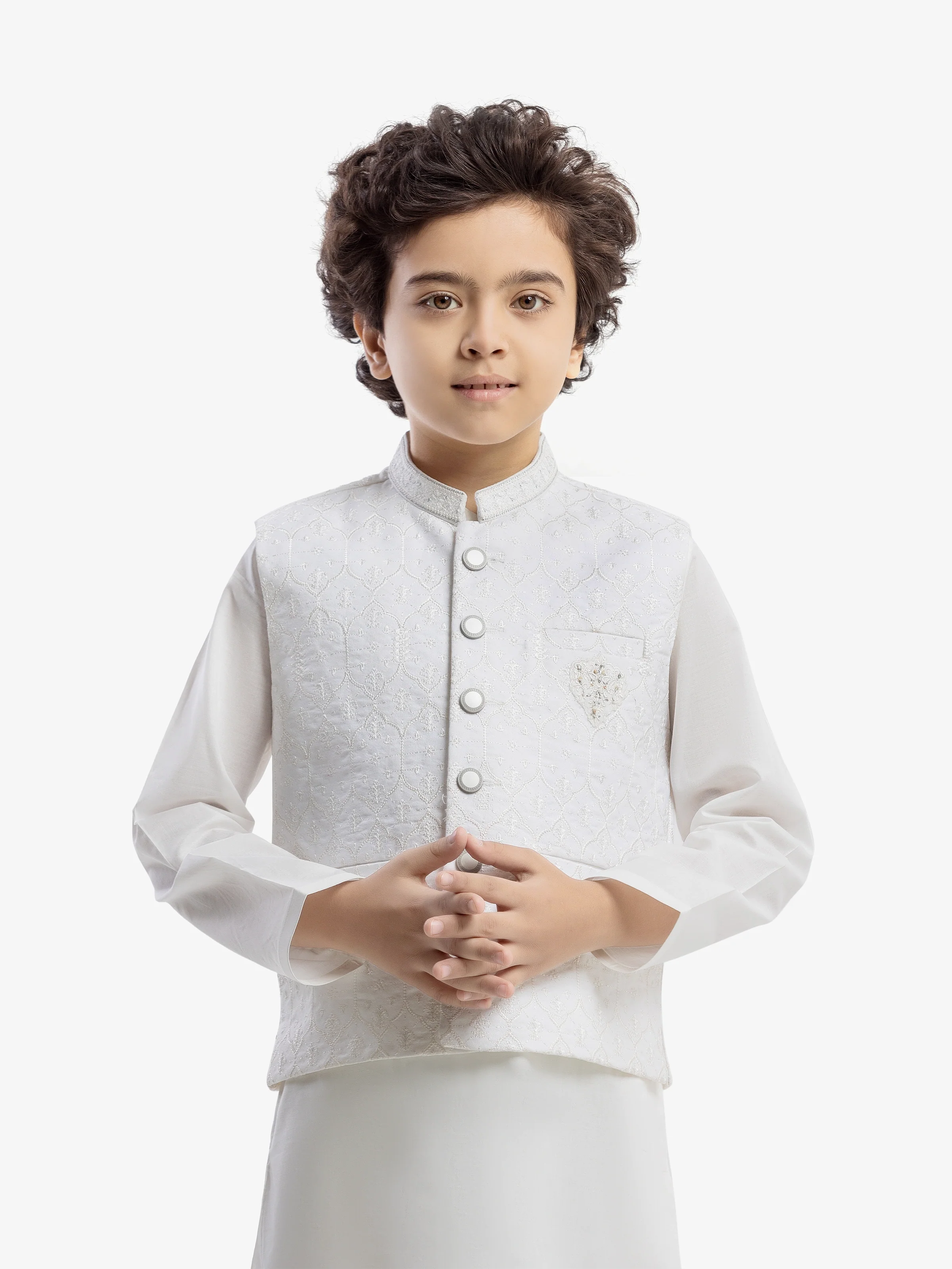Boy's Off White Waist Coat Suit - EBTWCS5-25206 - Image 2