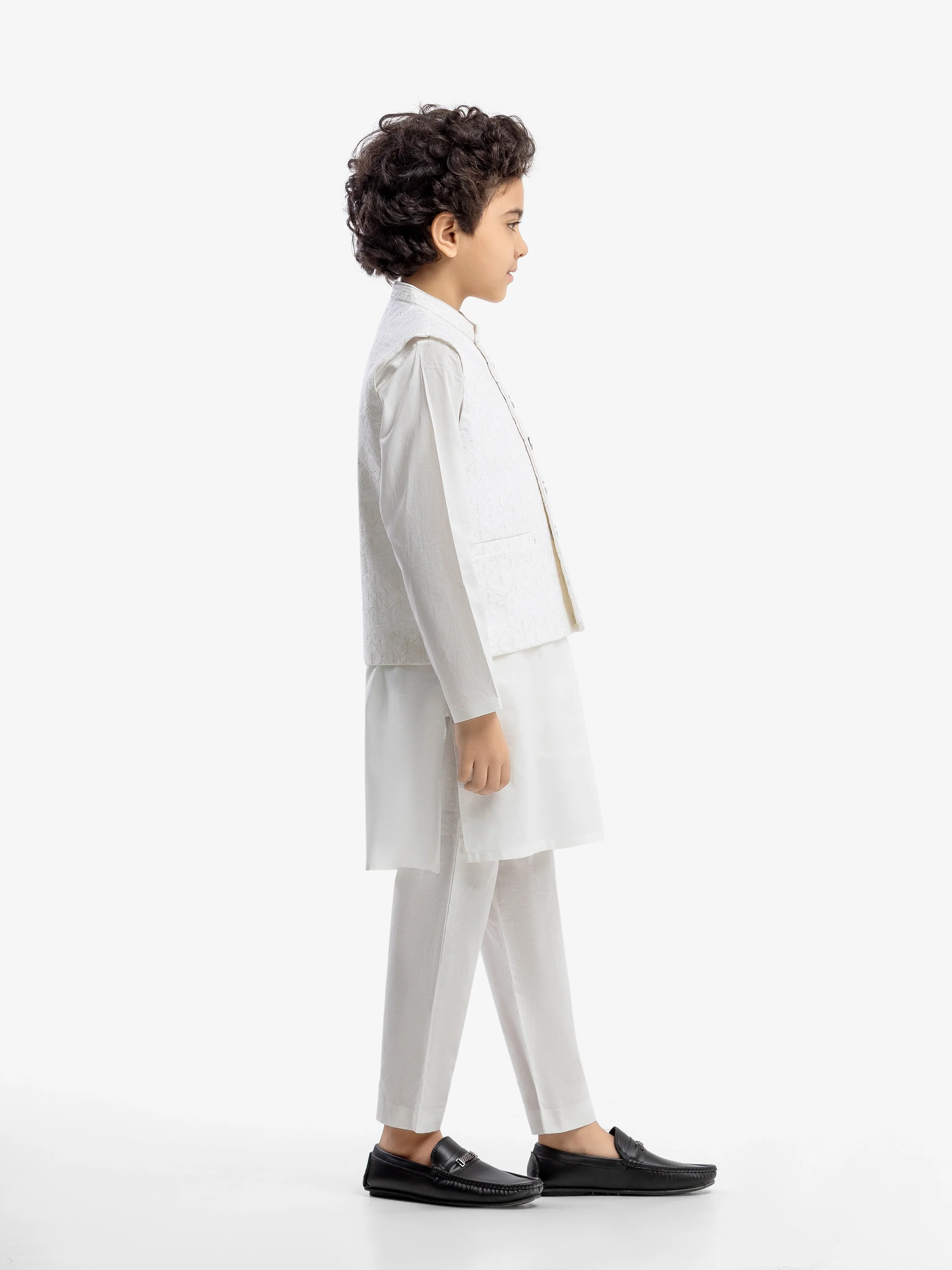 Boy's Off White Waist Coat Suit - EBTWCS5-25206 - Image 4