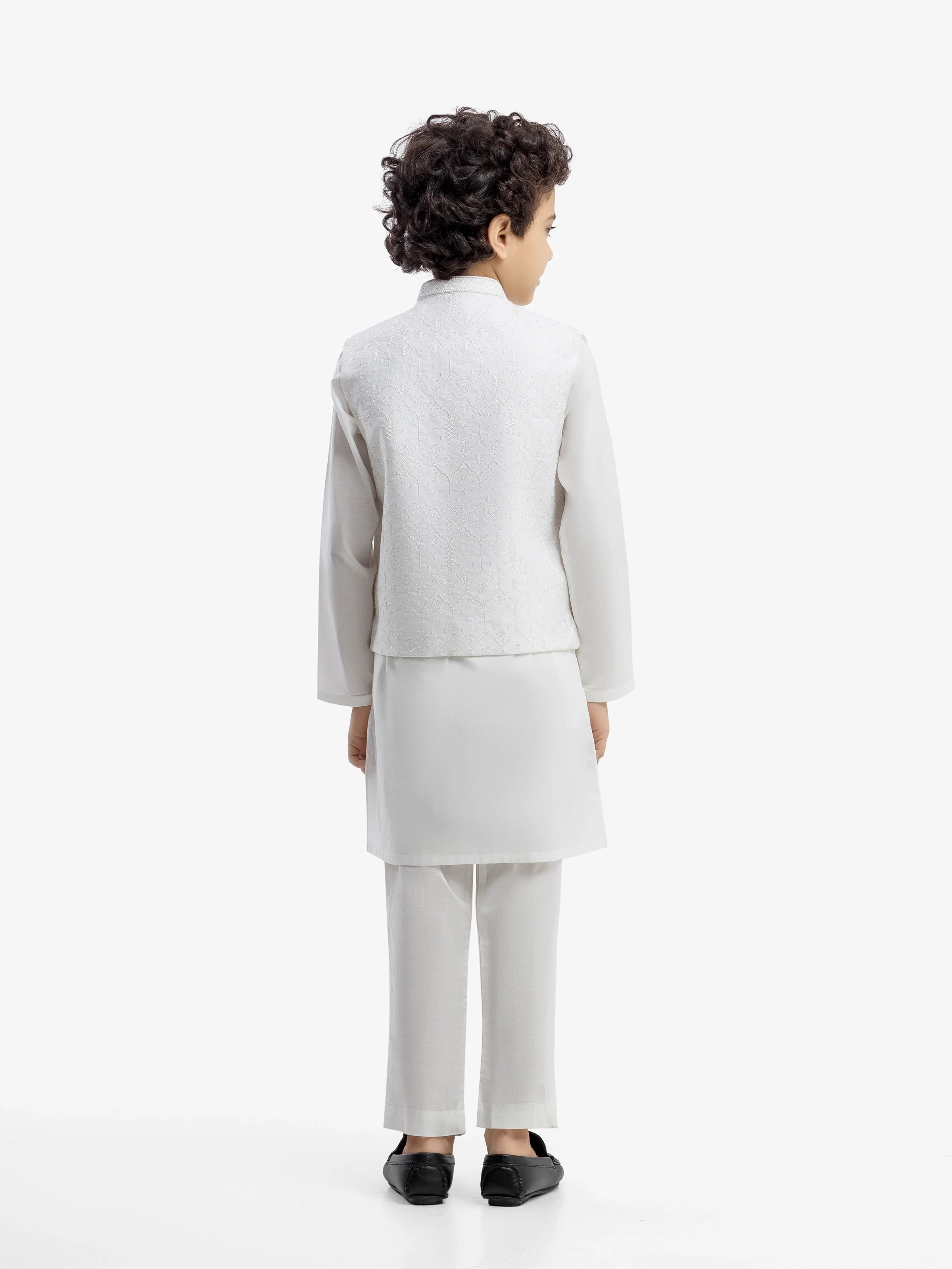 Boy's Off White Waist Coat Suit - EBTWCS5-25206 - Image 5