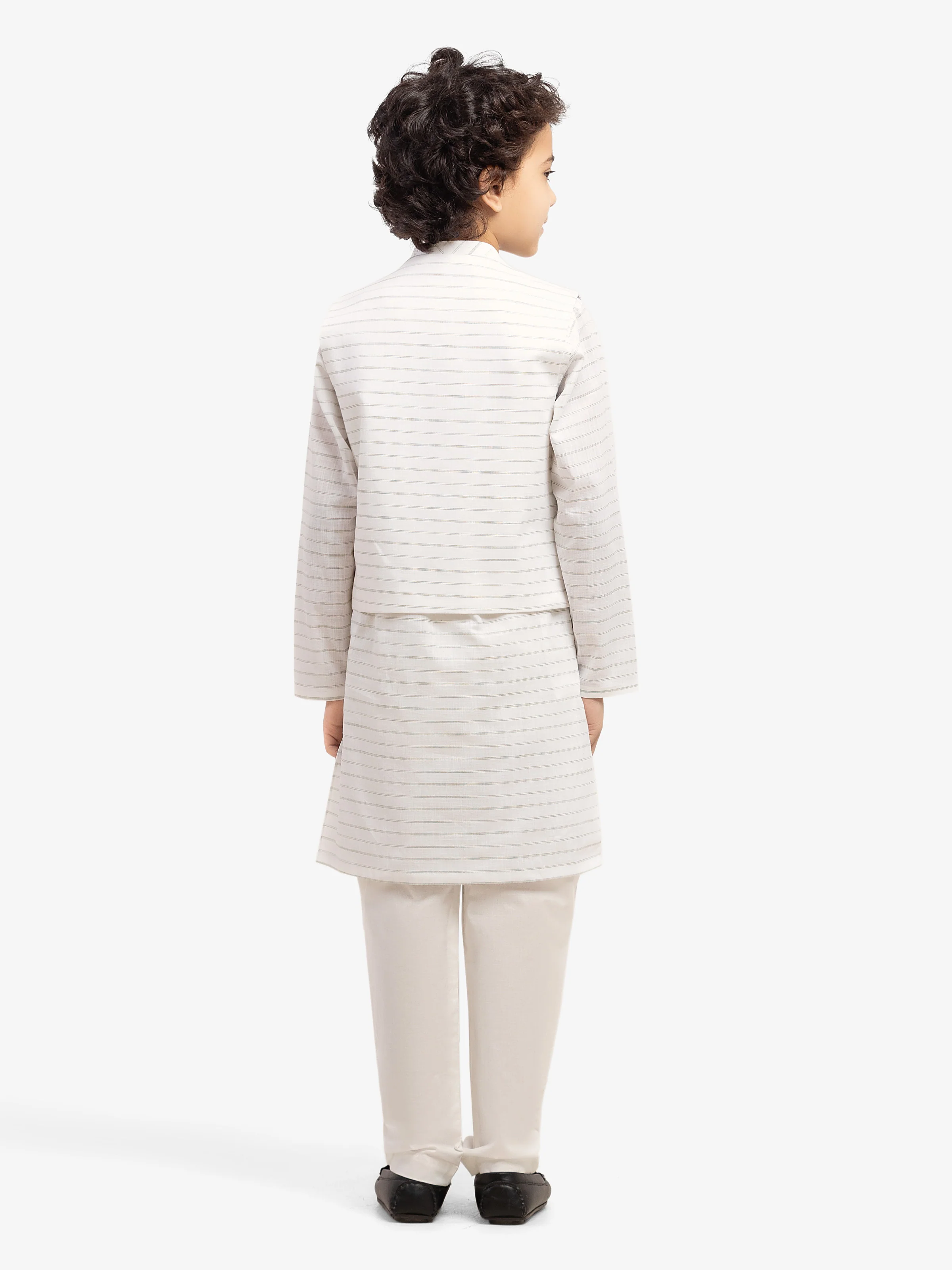Boy's Off White Waist Coat Suit - EBTWCS5-25209 - Image 5