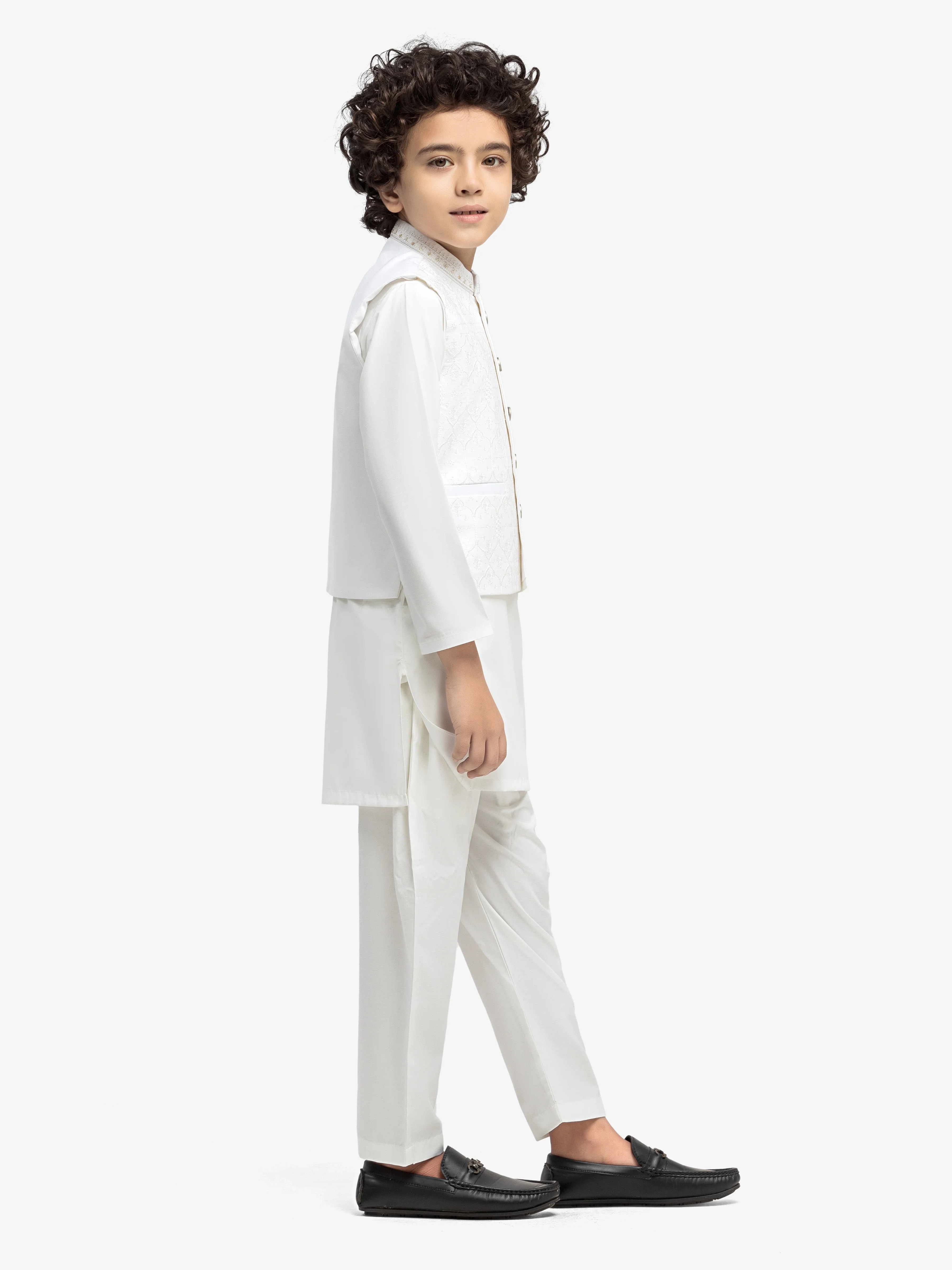 Boy's Off White Waist Coat Suit - EBTWCSC5-027 - Image 4