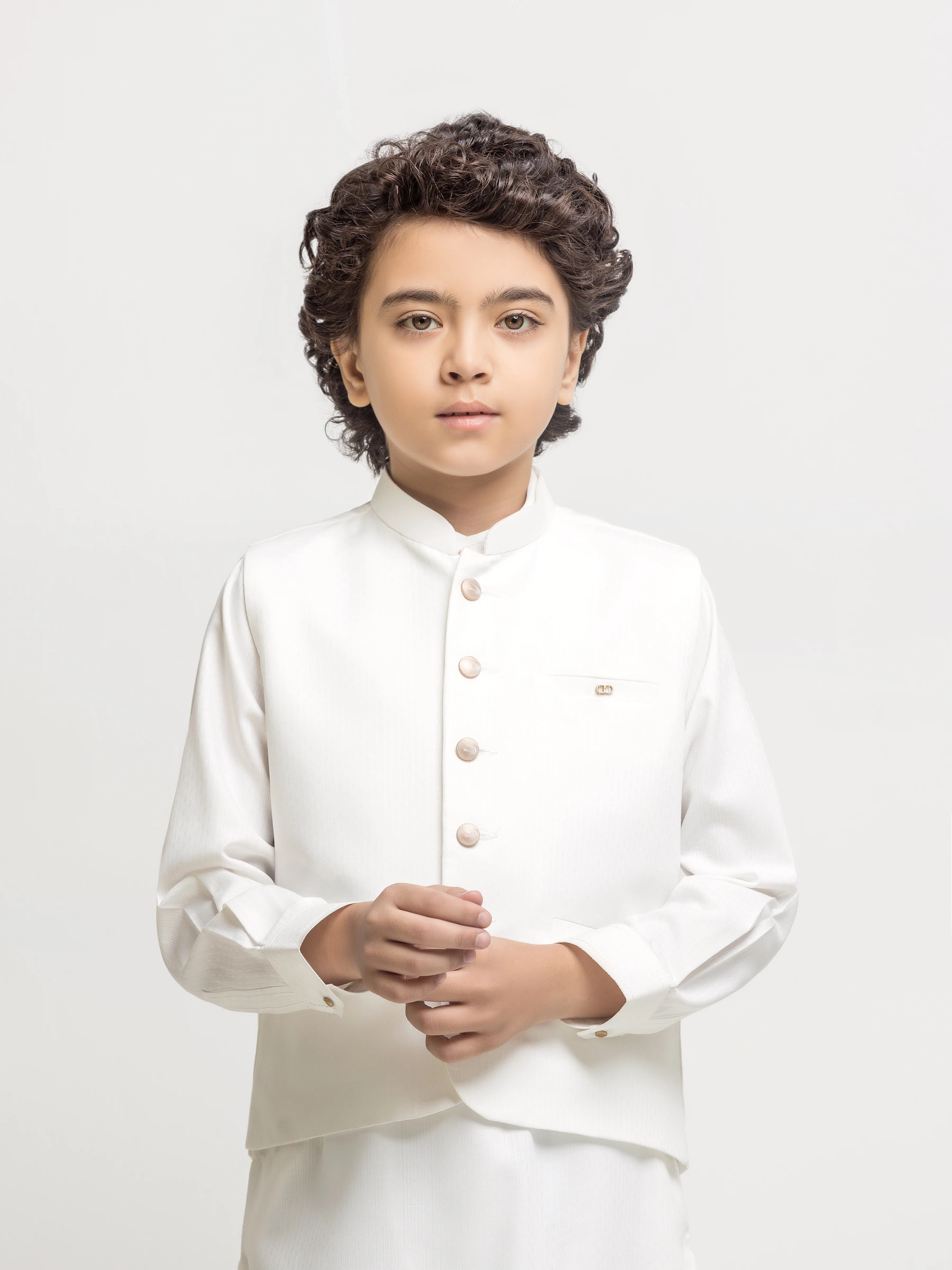 Boy's Off White Waist Coat Suit - ECBTWCS6-095 - Image 2