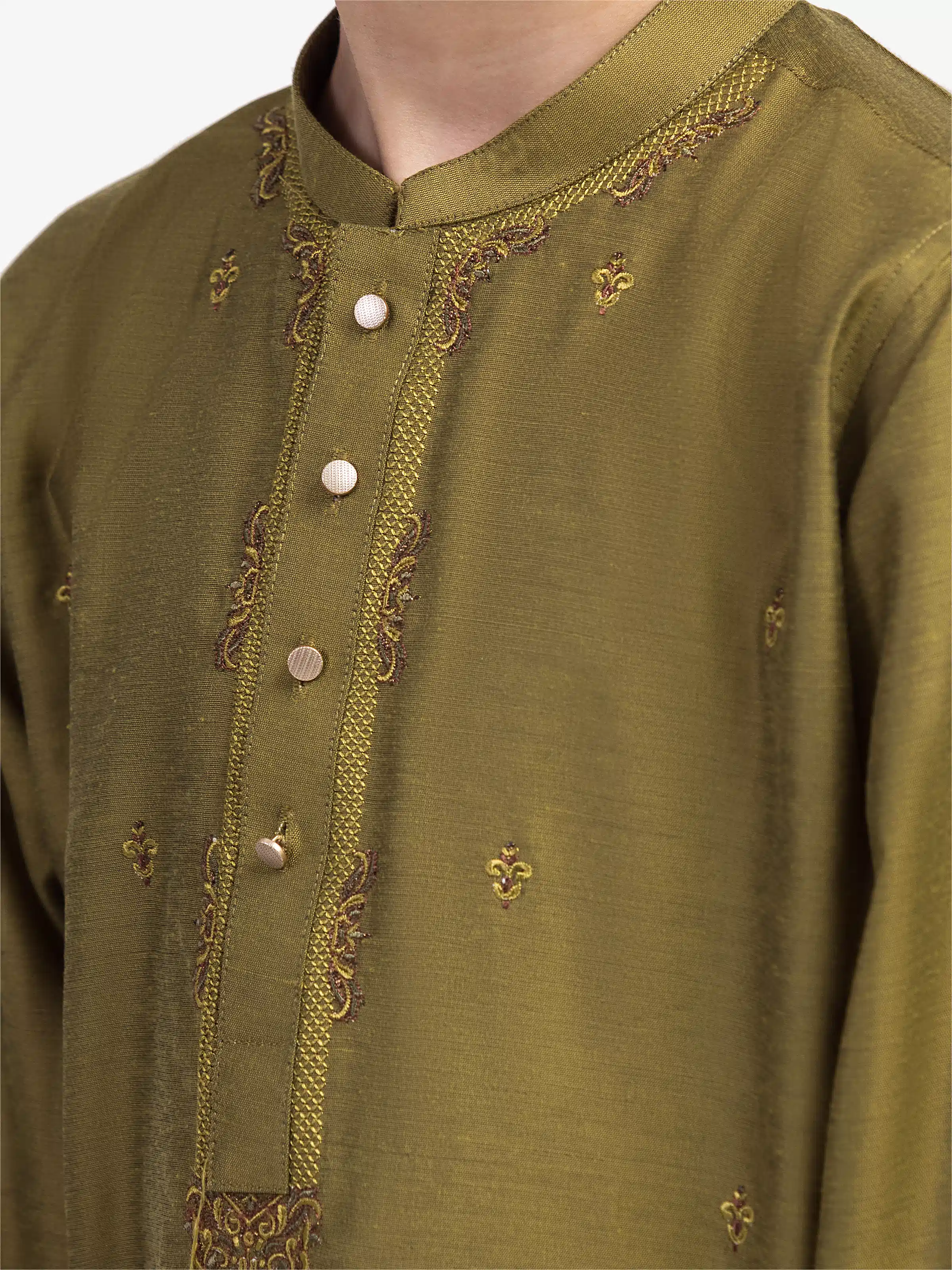 Boy's Olive Green Kurta - EBTKC5-020 - Image 3
