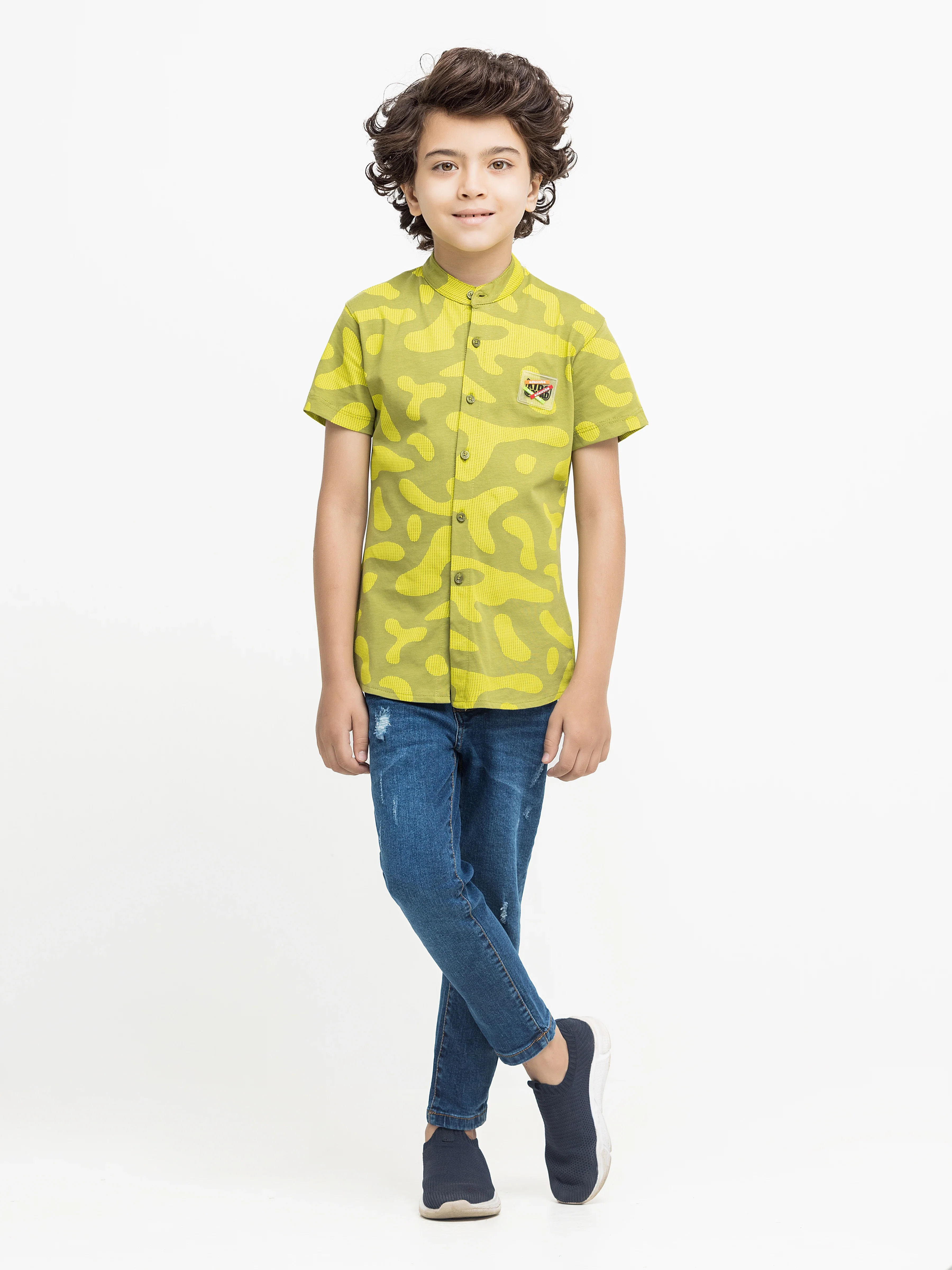 Boy's Olive Green Shirt - EBTS5-27631 - Image 2