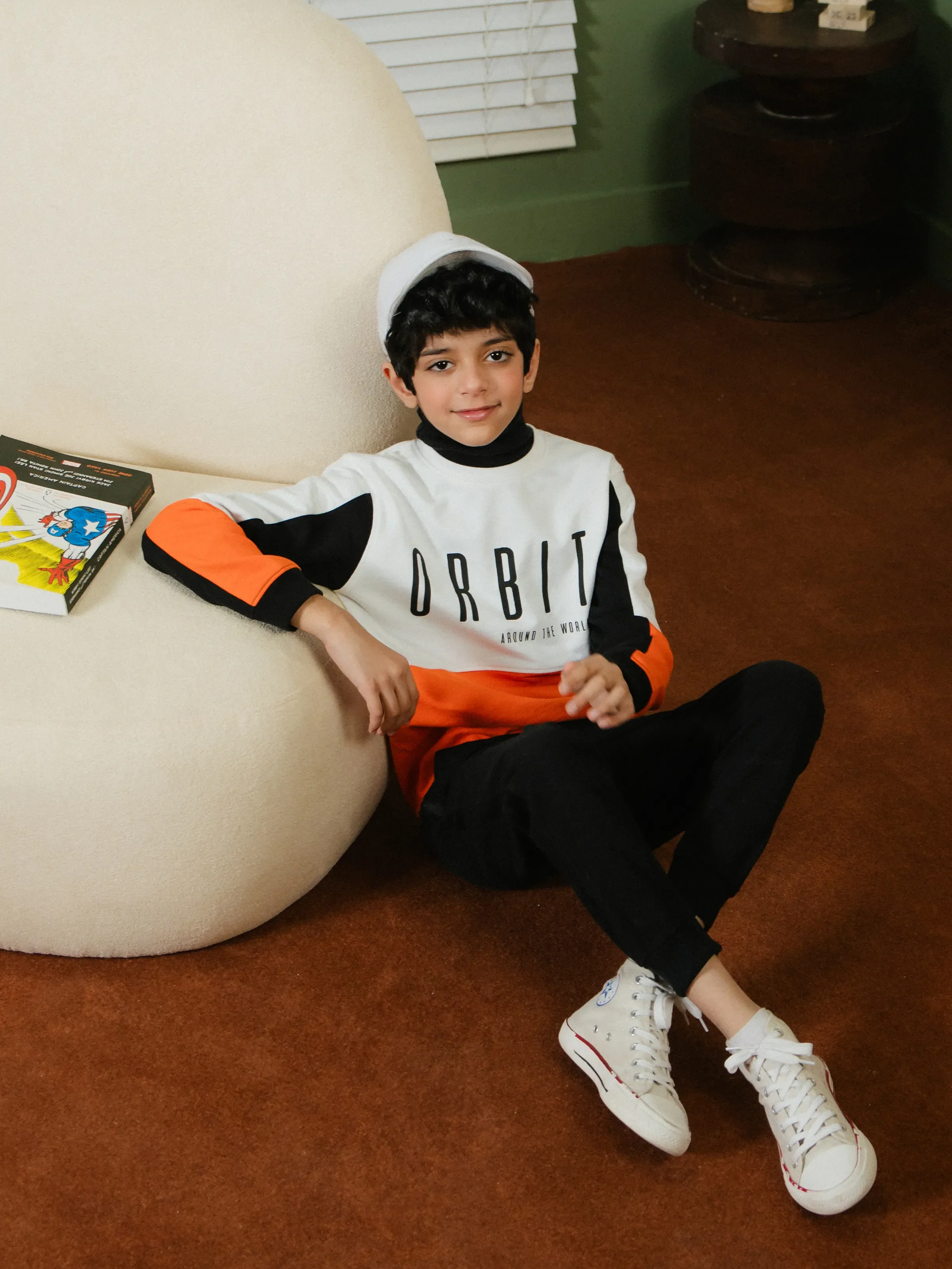 Boy's Orange & White Sweatshirt - EBTSS24-003 - Image 5