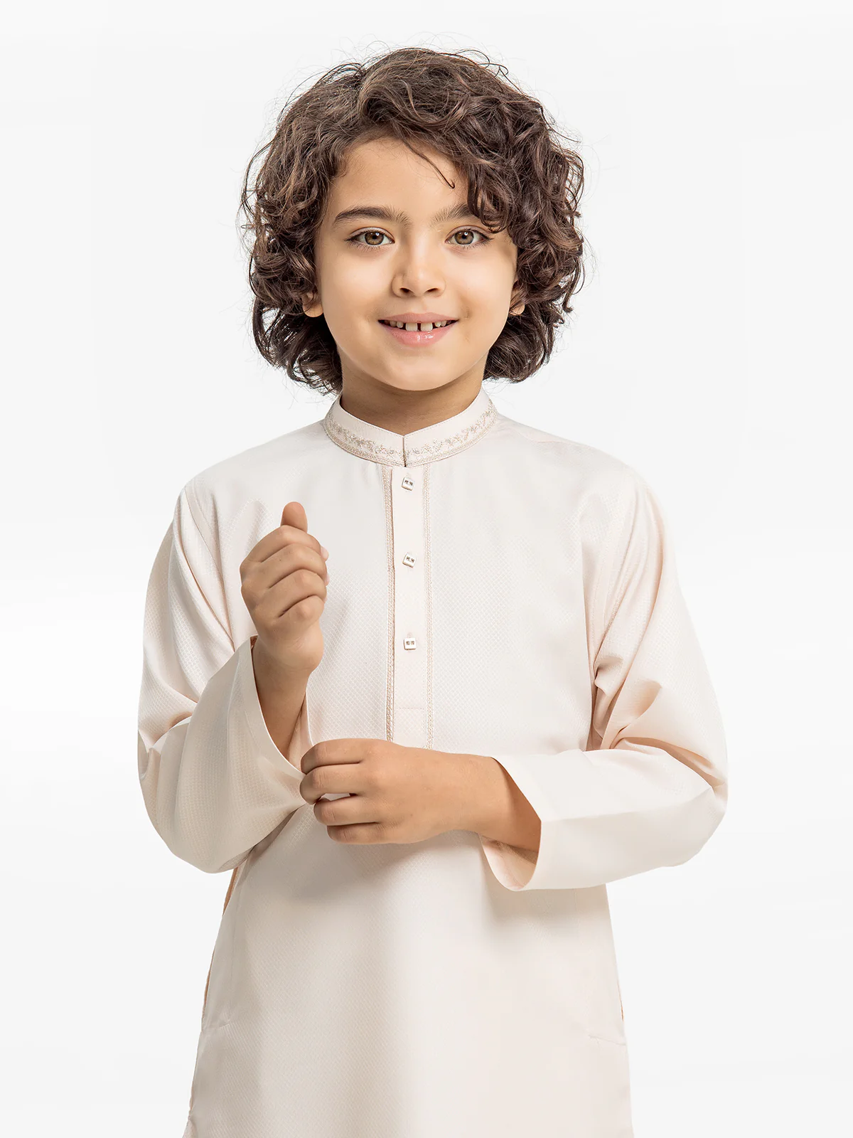 Boy's Peach Kurta - EBTK24-3963 - Image 2
