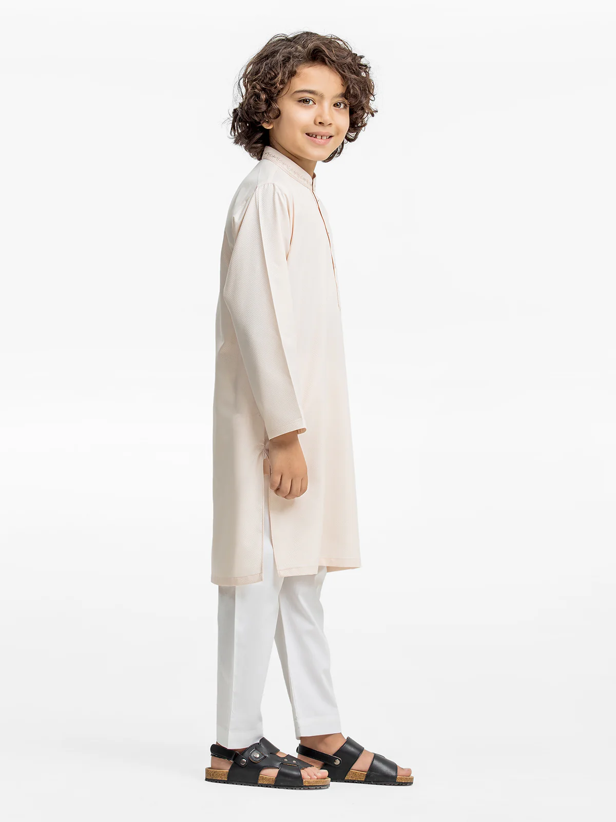 Boy's Peach Kurta - EBTK24-3963 - Image 4