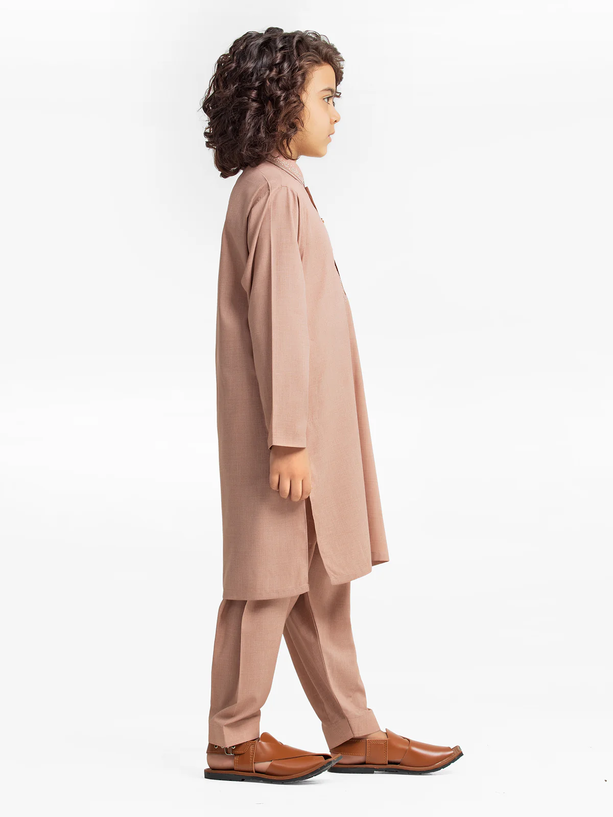 Boy's Peach Kurta Shalwar - EBTKS24-3925 - Image 3