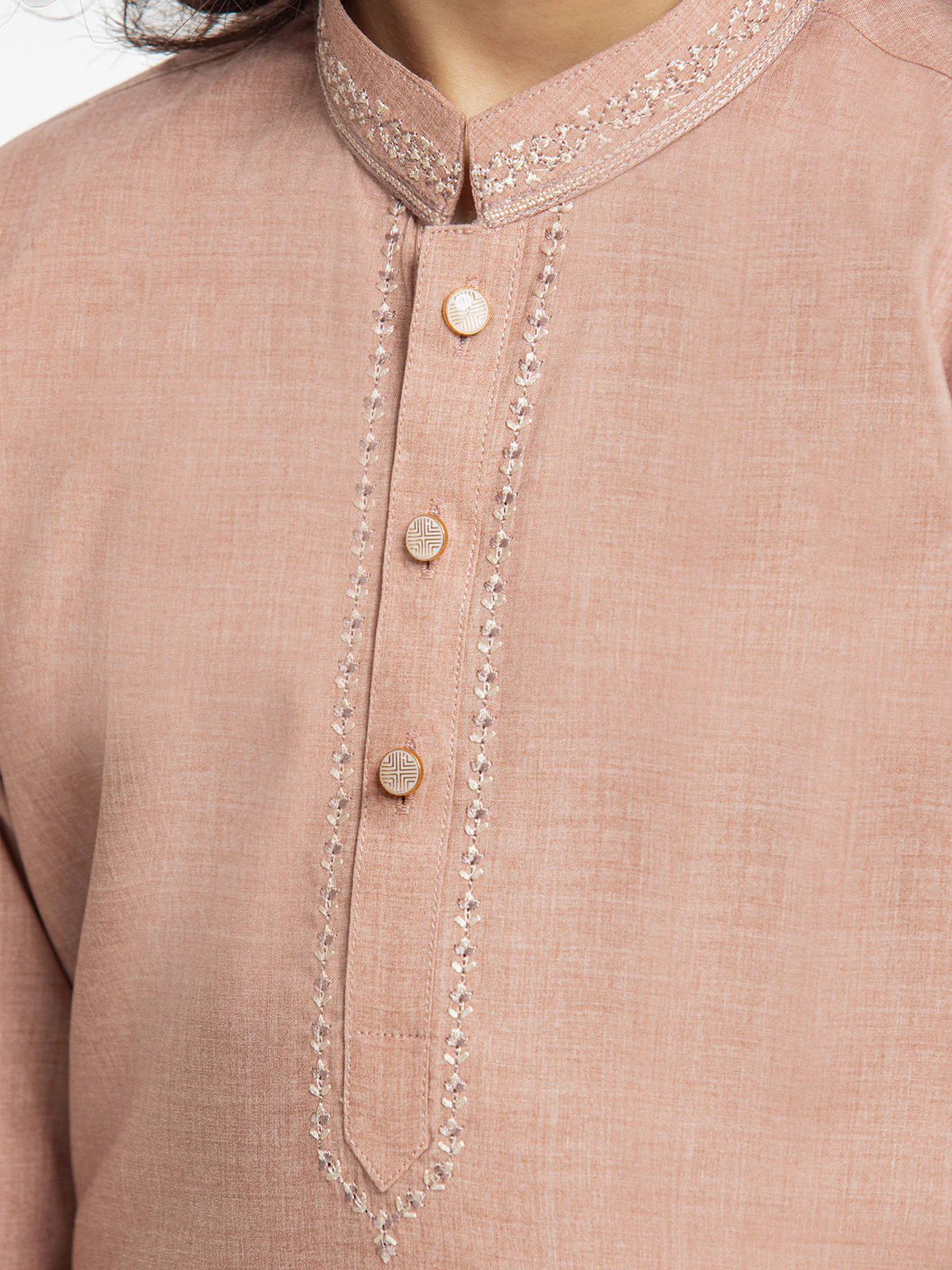 Boy's Peach Kurta Shalwar - EBTKS24-3925 - Image 4