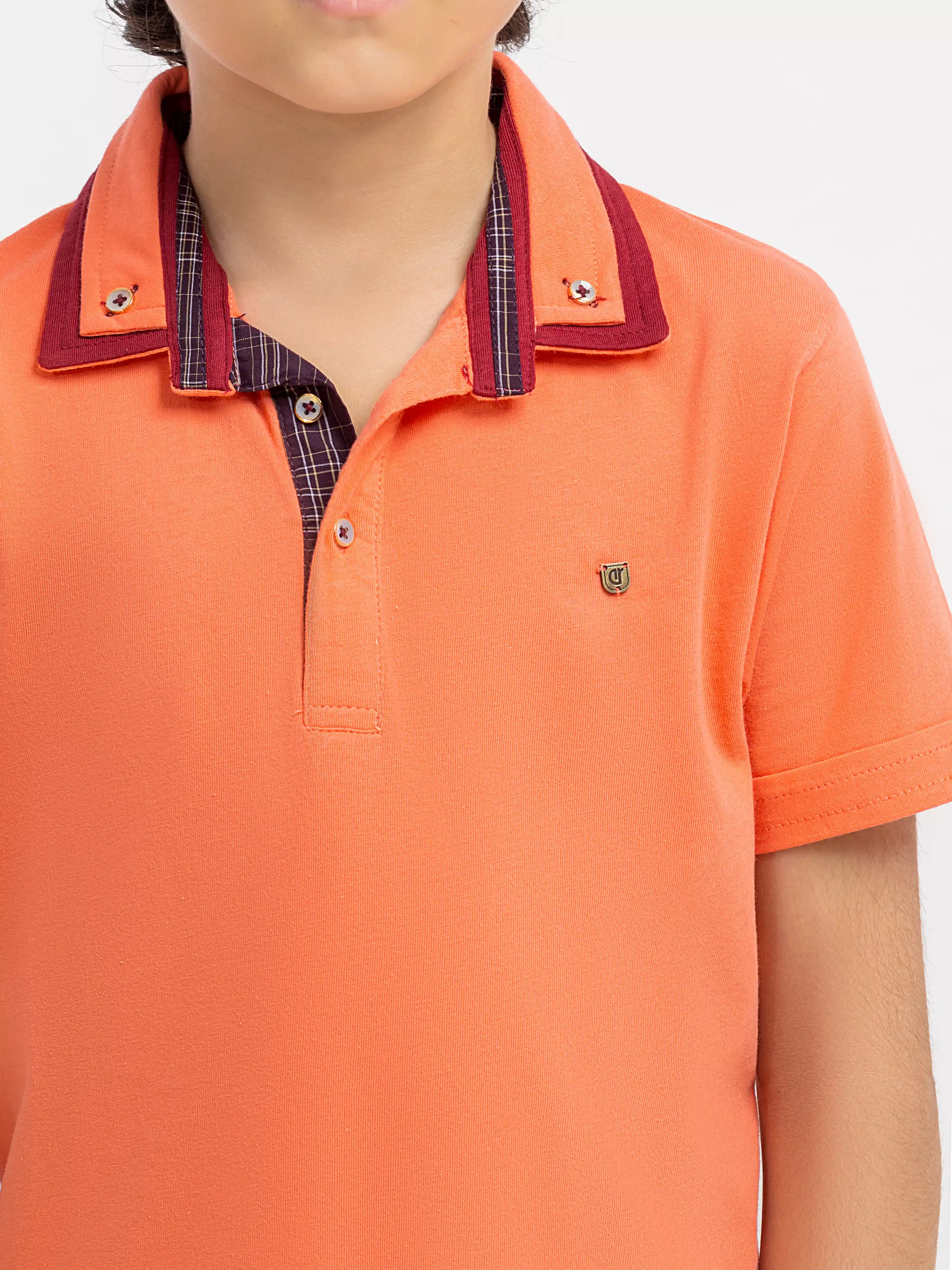 Boy's Peach Polo Shirt - EBTPS6-057 - Image 3