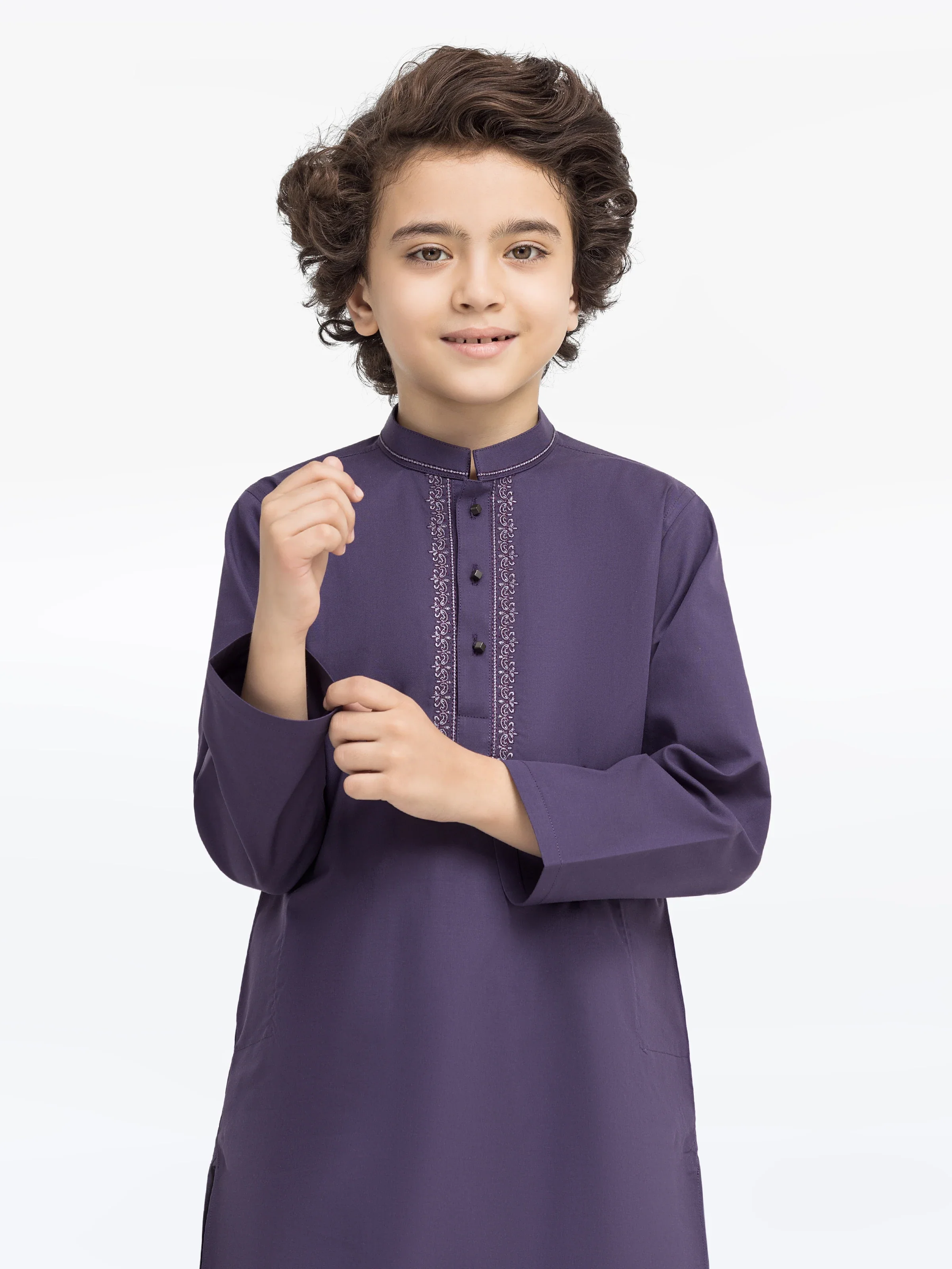 Boy's Purple Kurta - EBTK5-4014 - Image 2