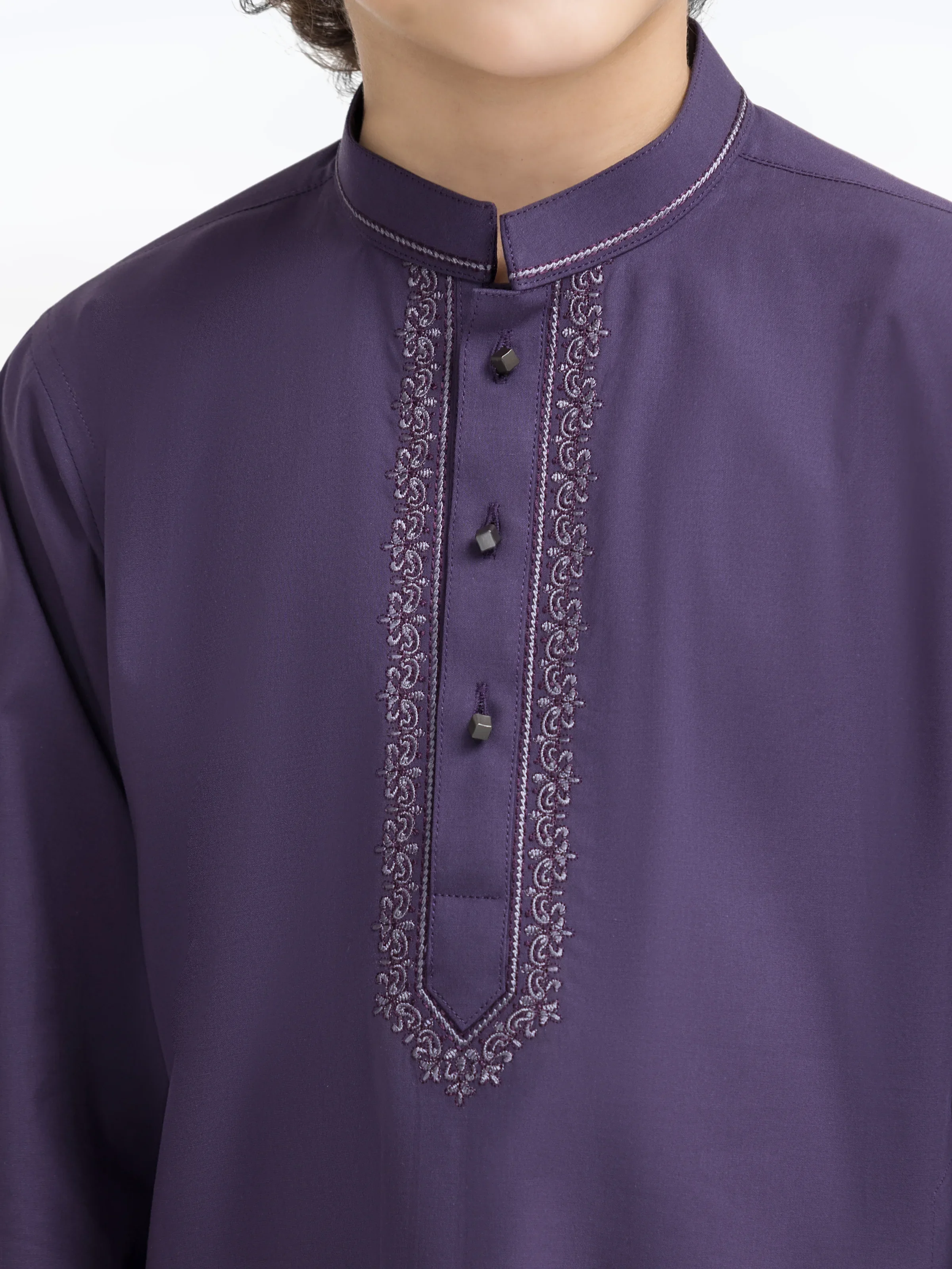 Boy's Purple Kurta - EBTK5-4014 - Image 3