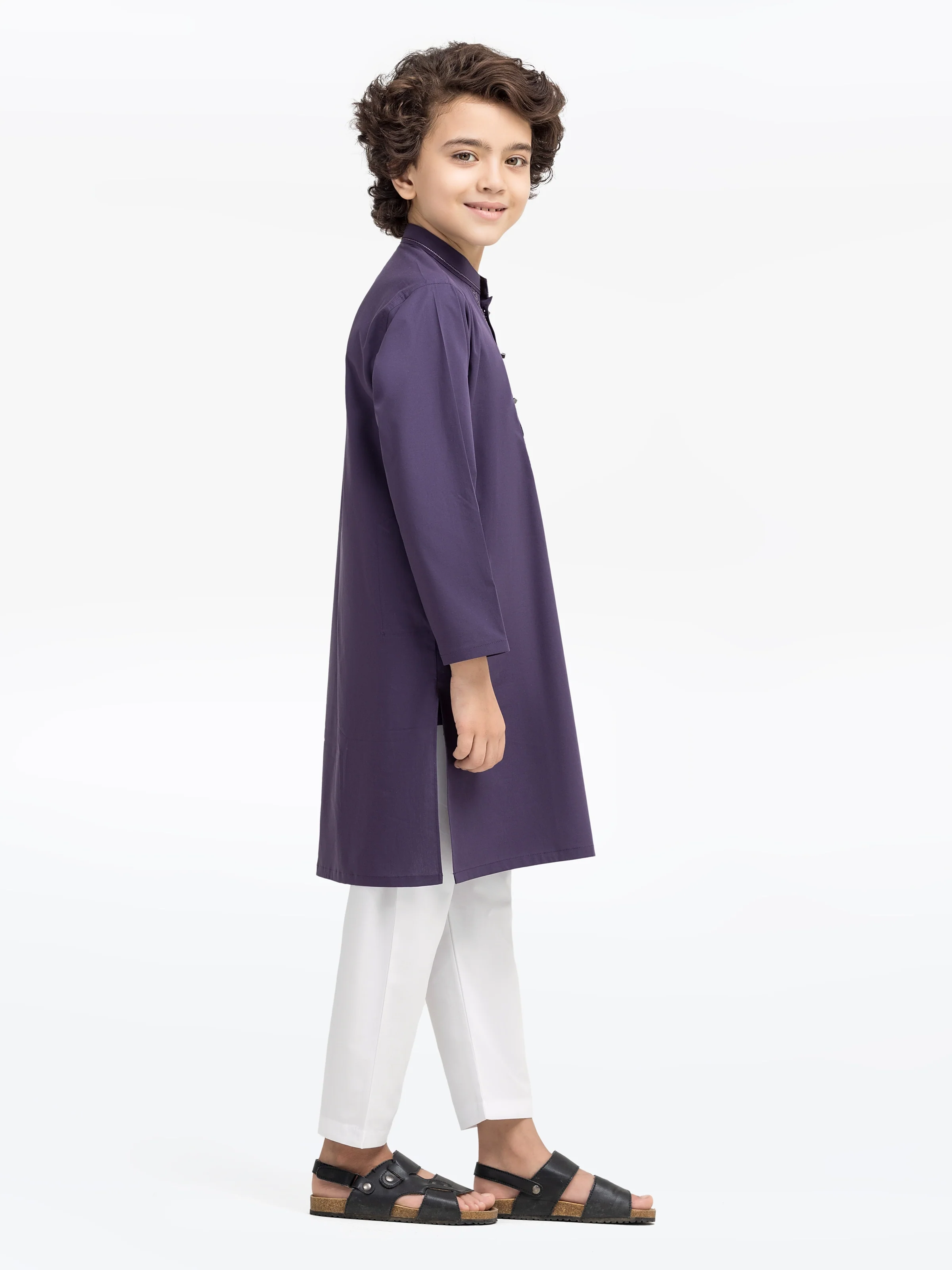 Boy's Purple Kurta - EBTK5-4014 - Image 4