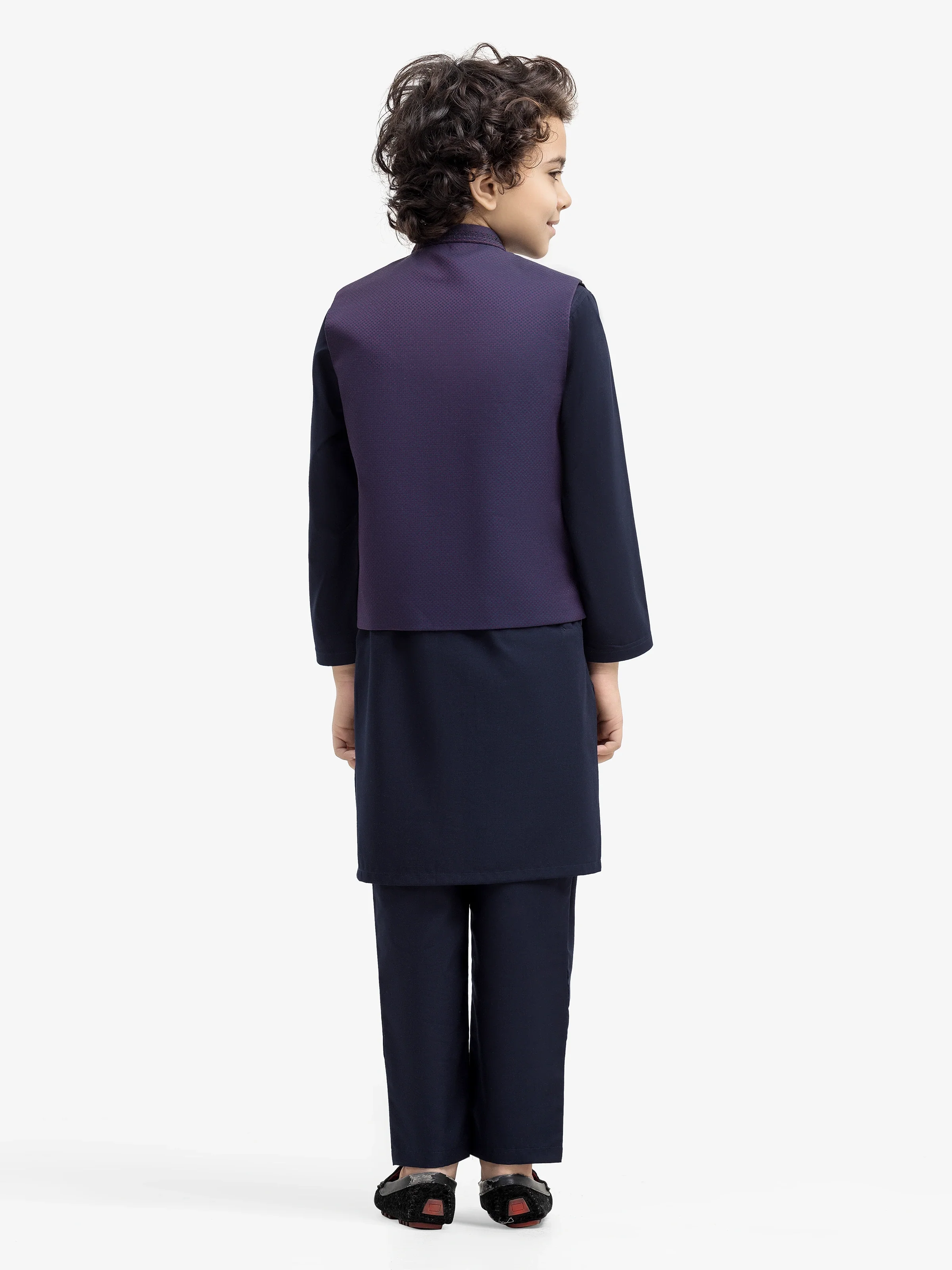 Boy's Purple & Navy Waist Coat Suit - EBTWCS5-25199 - Image 5