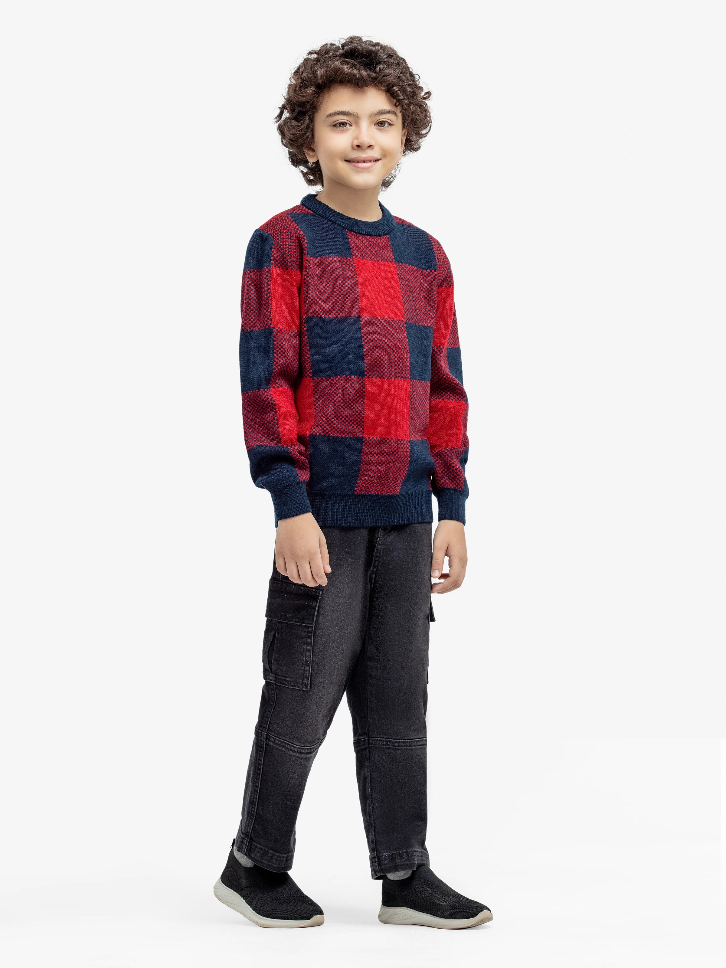 Boy's Red & Blue Sweater - EBTSWT24-023 - Image 4