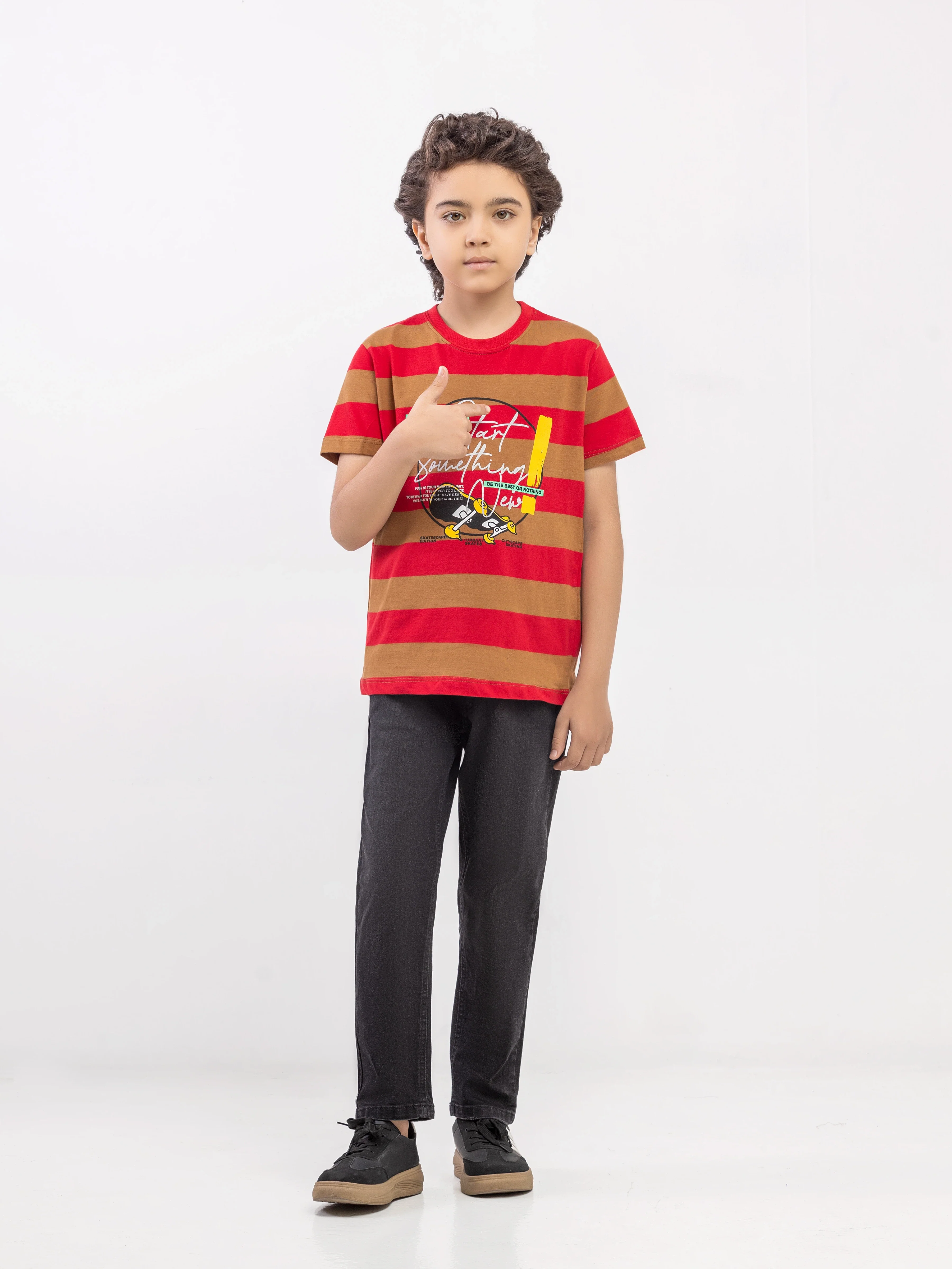 Boy's Red & Brown T-Shirt - EBTTS6-057 - Image 2
