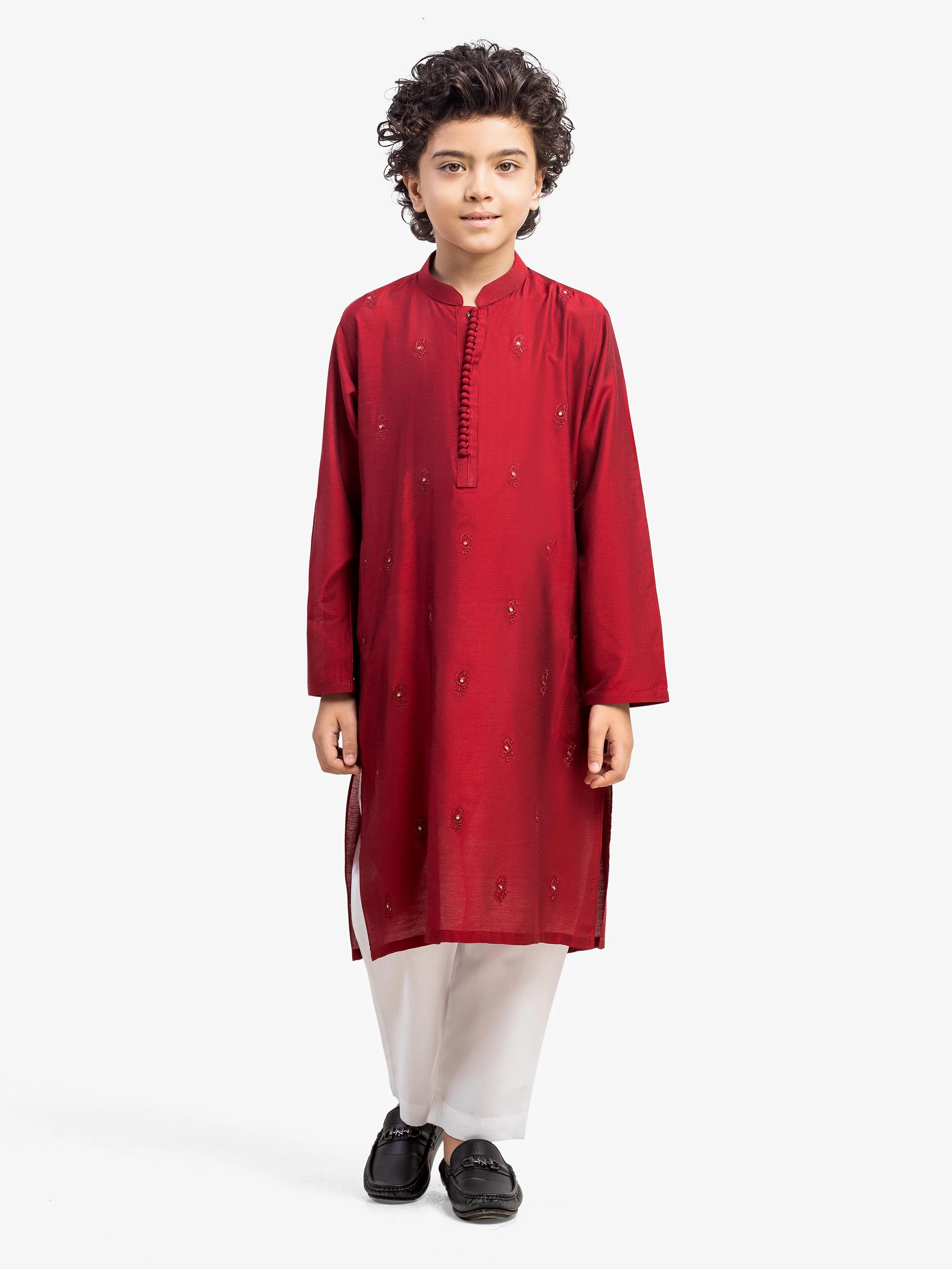 Boy's Red Kurta - EBTKC5-022 - Image 5
