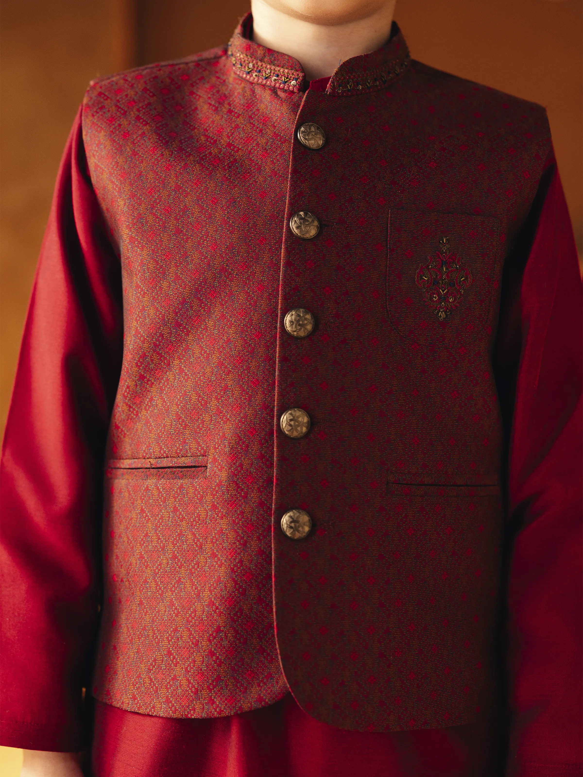 Boy's Red Waist Coat Suit - EBTWCSC5-031 - Image 3
