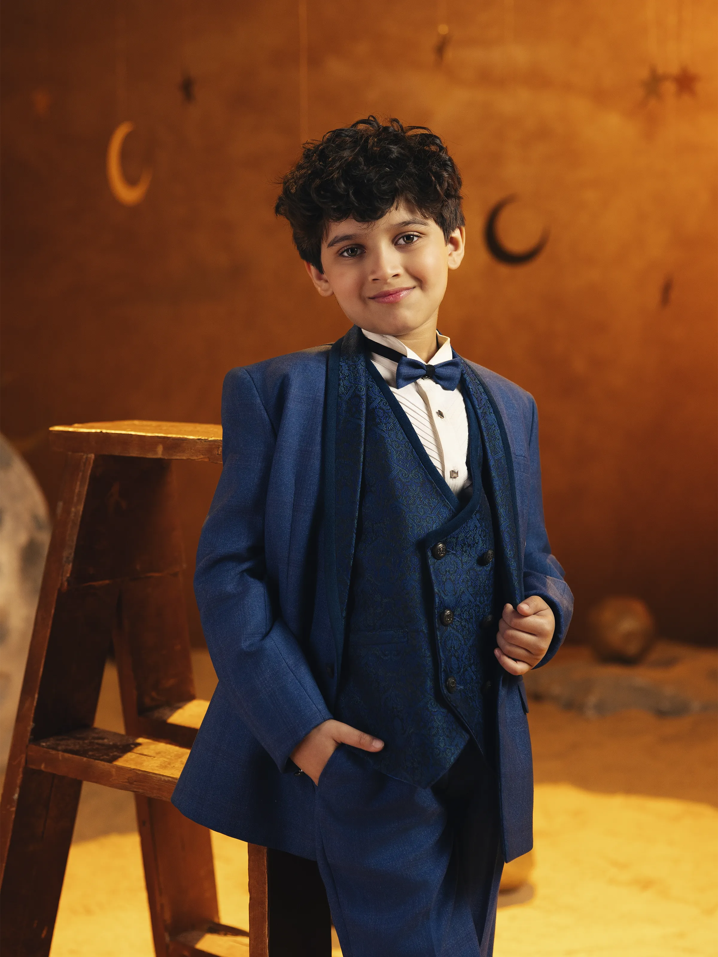 Boy's Royal Blue Shawl Collar Tuxedo Suit - EBTCPC5-4509 - Image 3