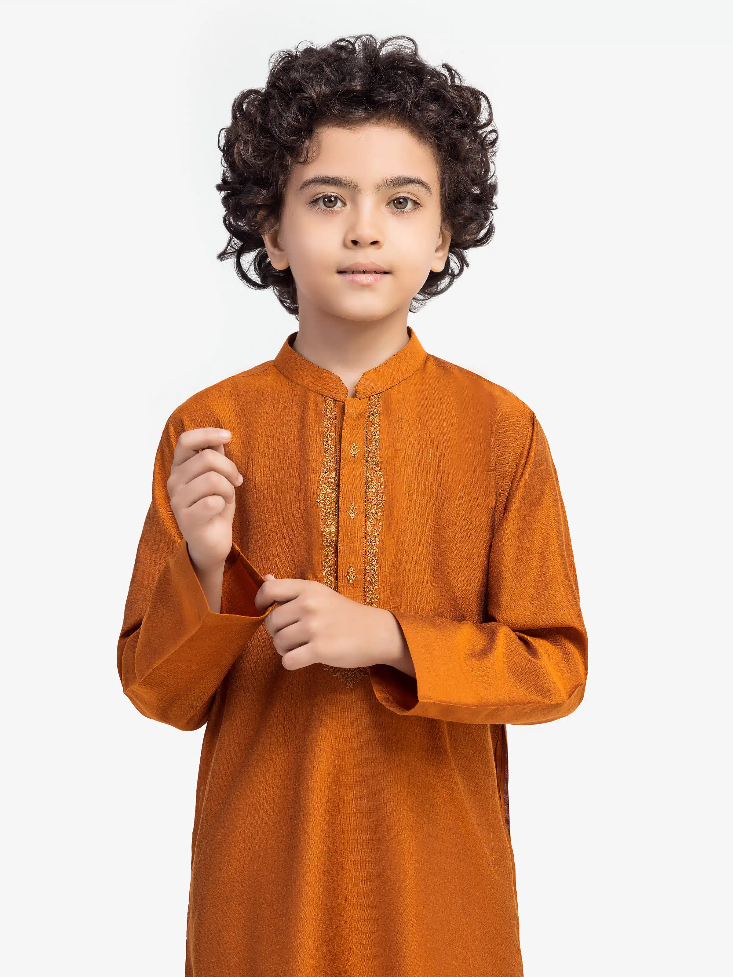 Boy's Rust Kurta - EBTKC5-023 - Image 2