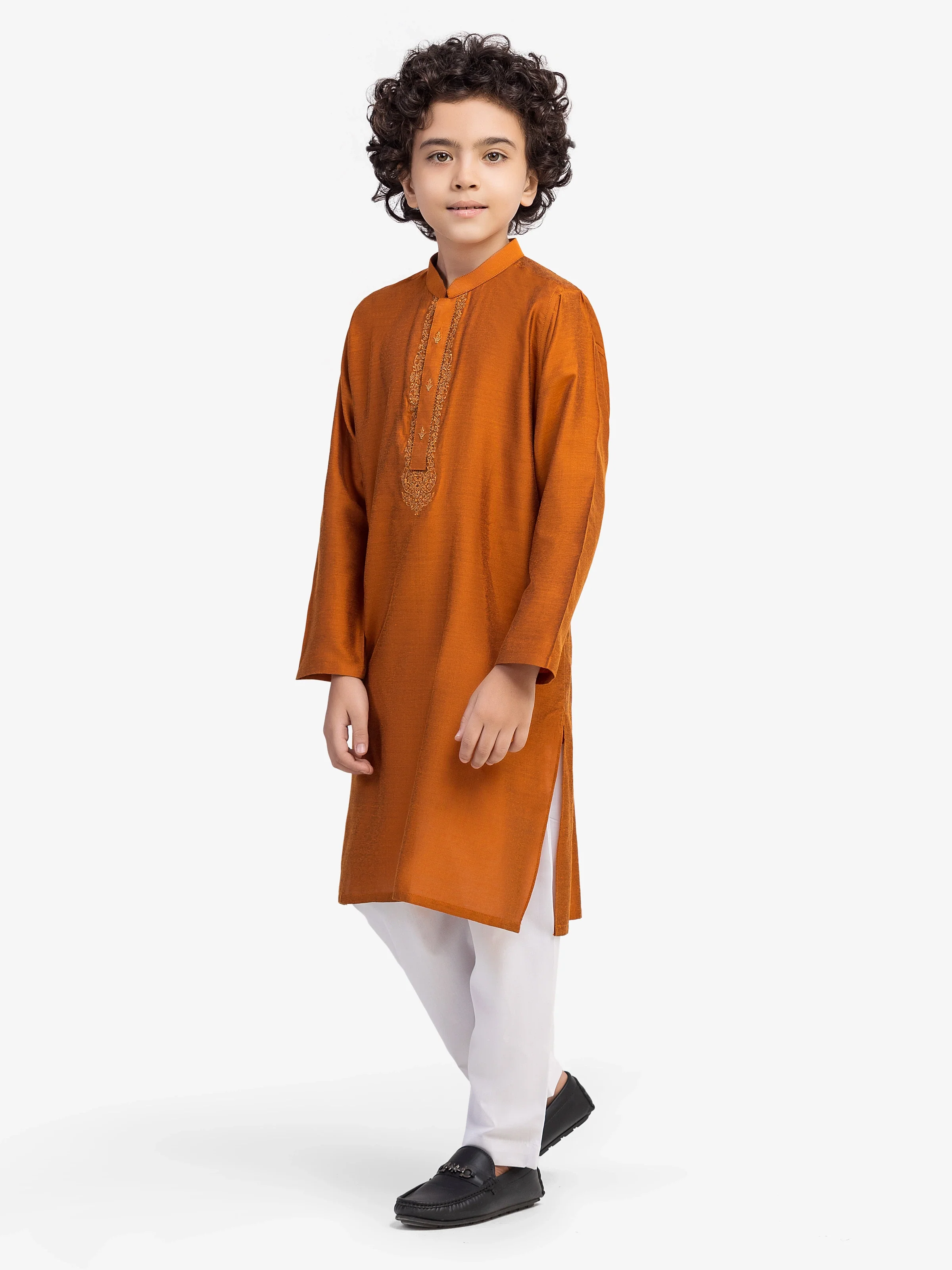 Boy's Rust Kurta - EBTKC5-023 - Image 4