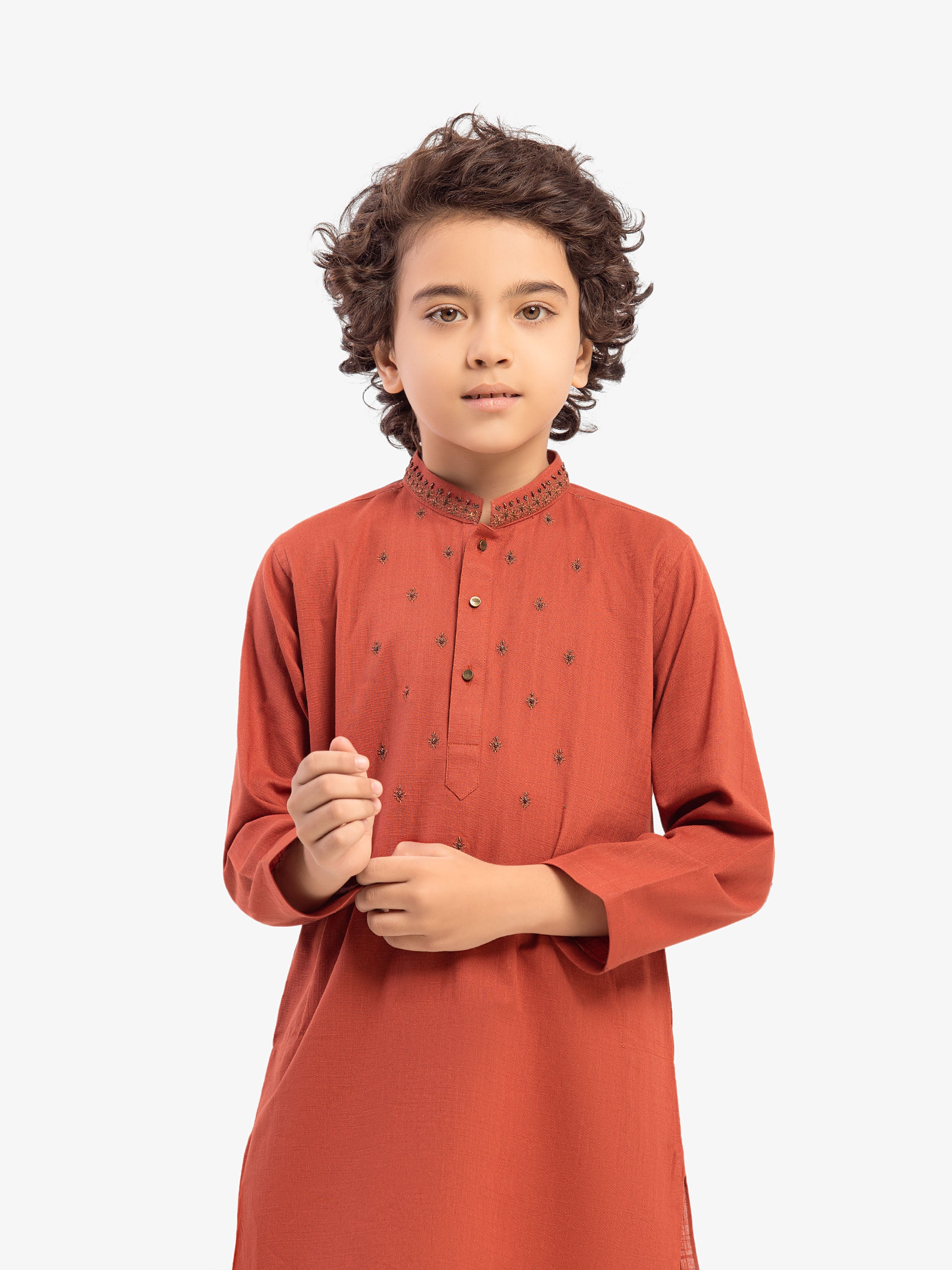Boy's Rust Kurta - EBTKC5-031 - Image 2