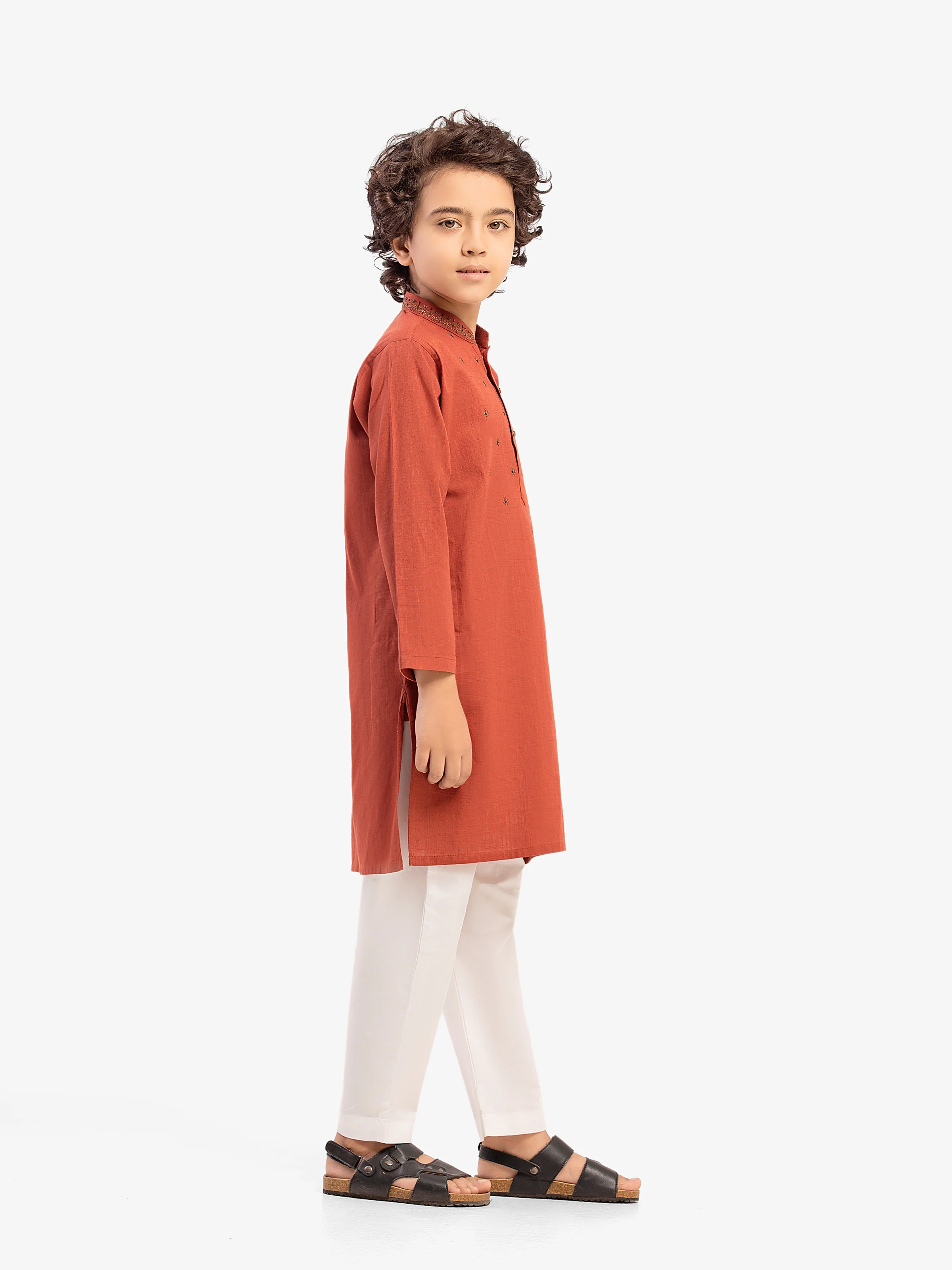Boy's Rust Kurta - EBTKC5-031 - Image 4