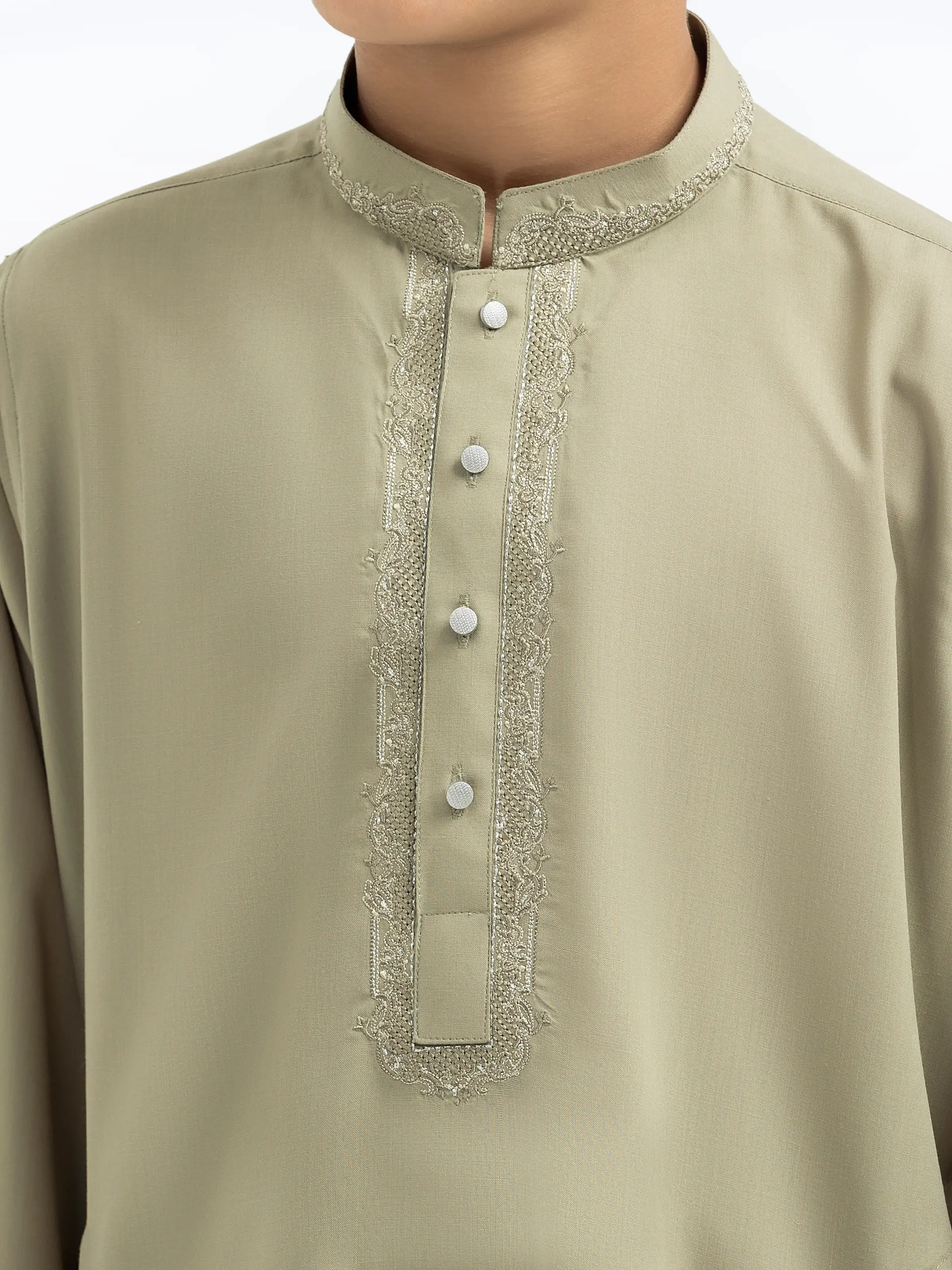 Boy's Sage Green Kurta Pajama - EBTKP5-012 - Image 3
