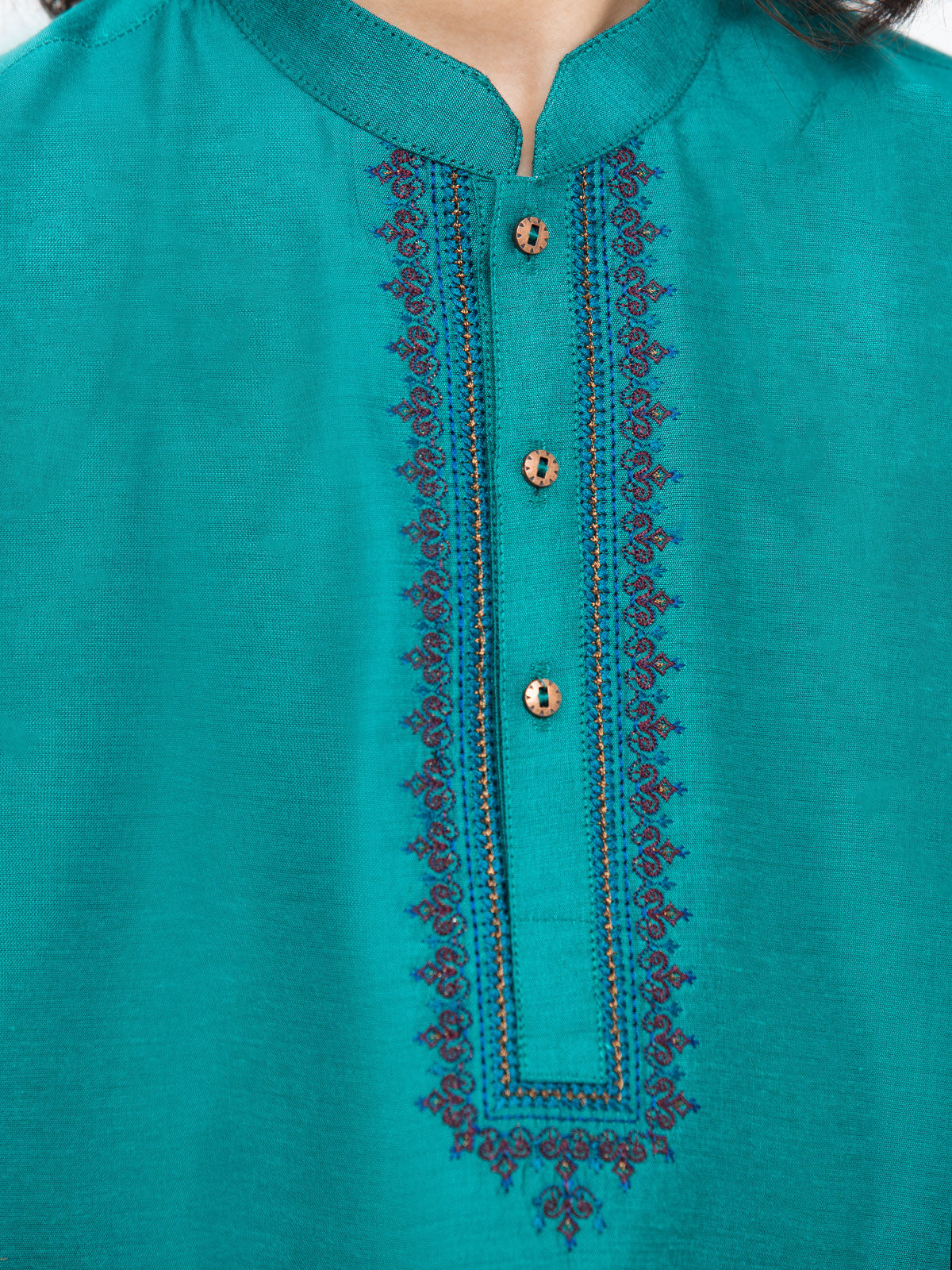 Boy's Sea Green Kurta - EBTKC24-017 - Image 3