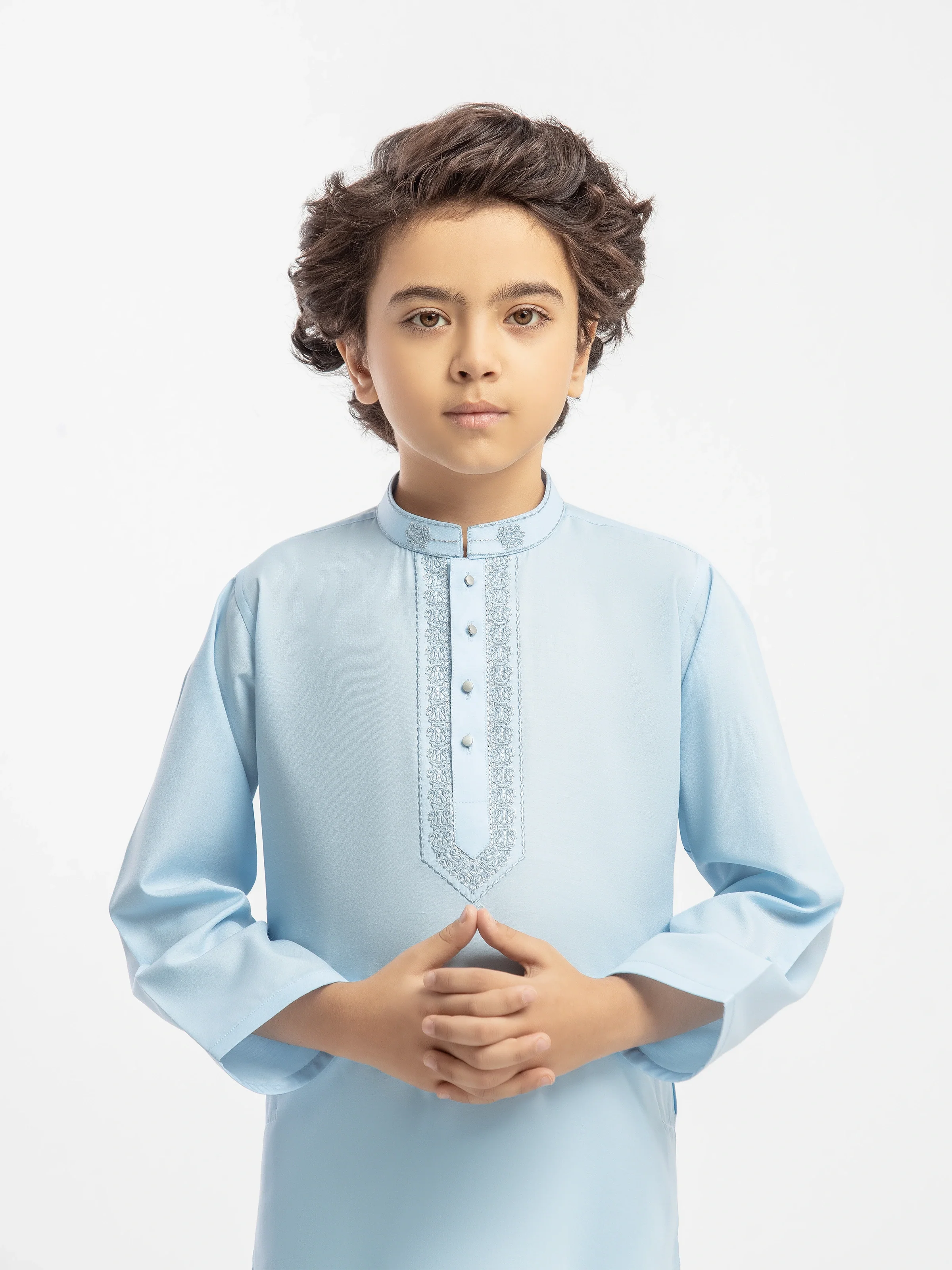 Boy's Sky Blue Kurta - EBTK5-4061 - Image 2