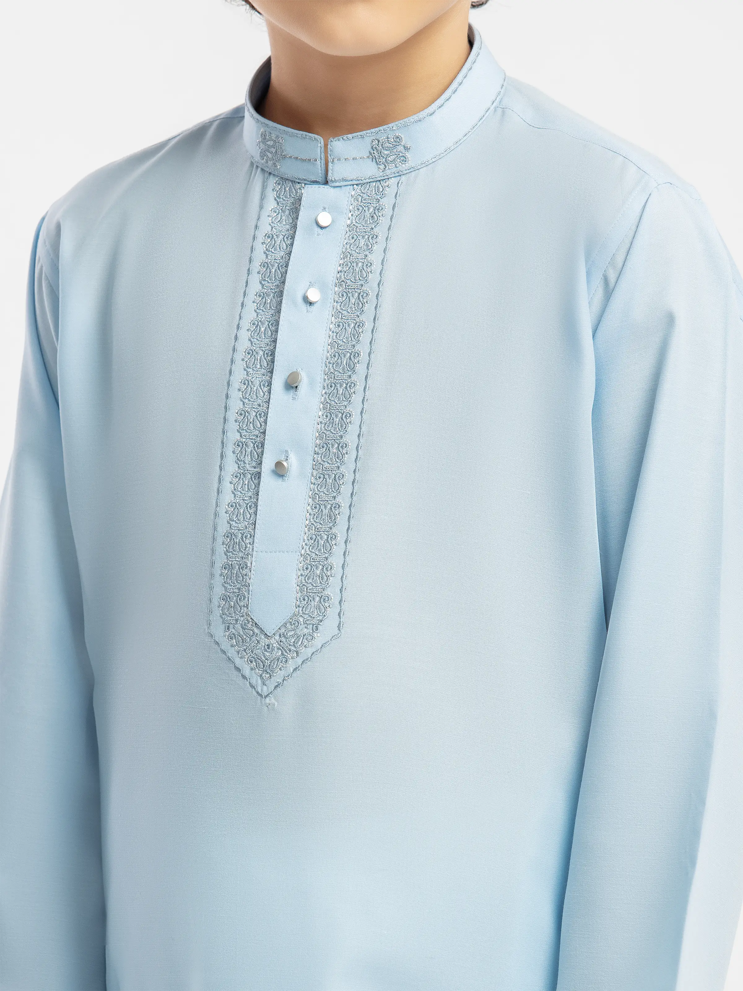 Boy's Sky Blue Kurta - EBTK5-4061 - Image 3