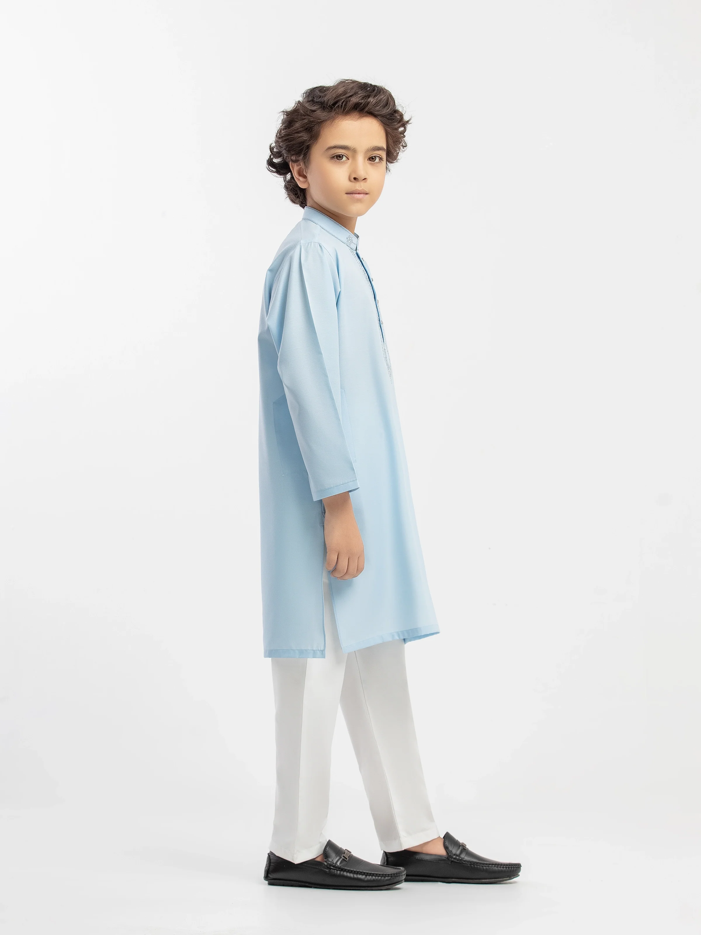 Boy's Sky Blue Kurta - EBTK5-4061 - Image 4