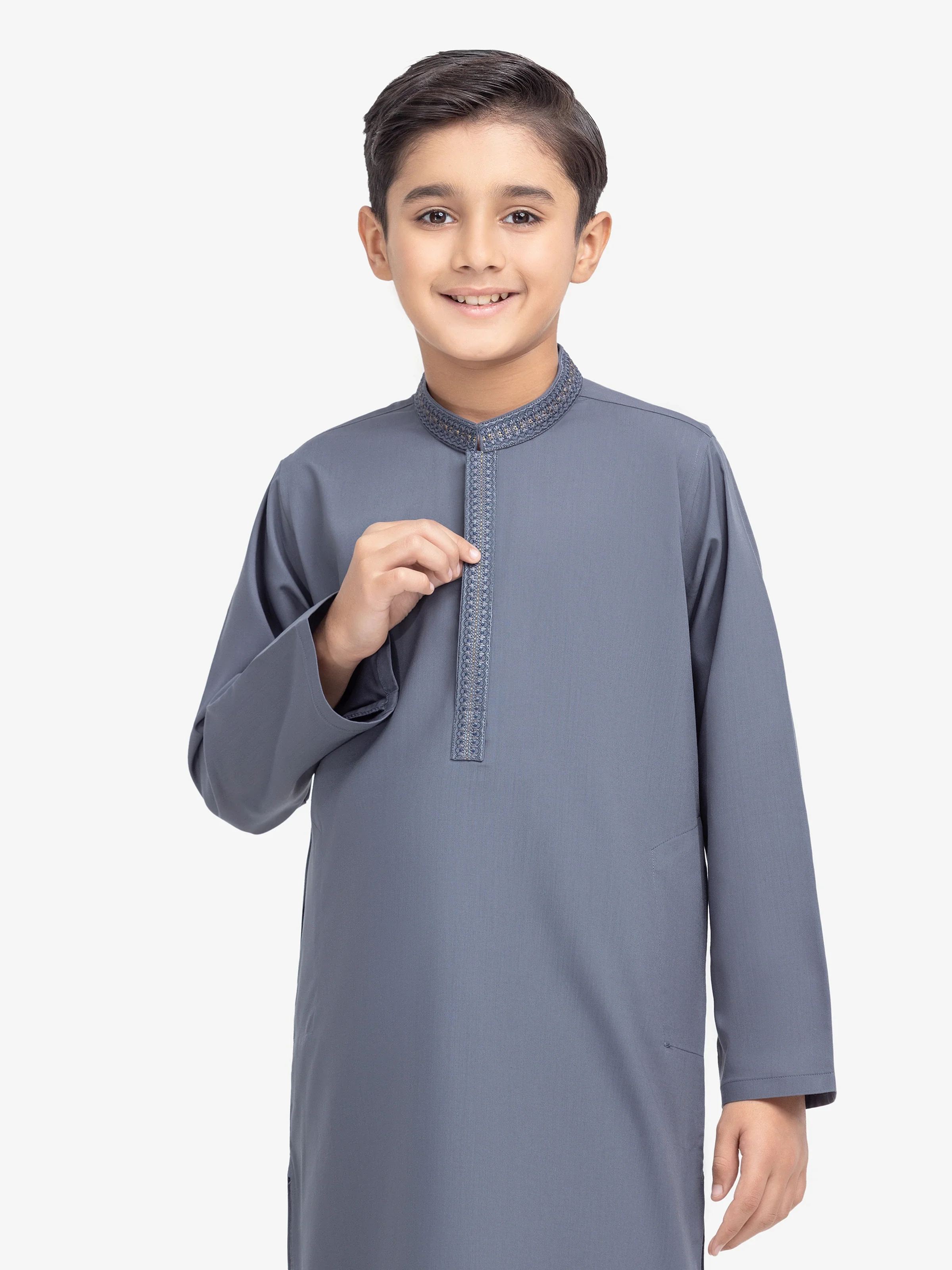 Boy's Slate Grey Kurta Shalwar - EBTKS5-4010 - Image 2