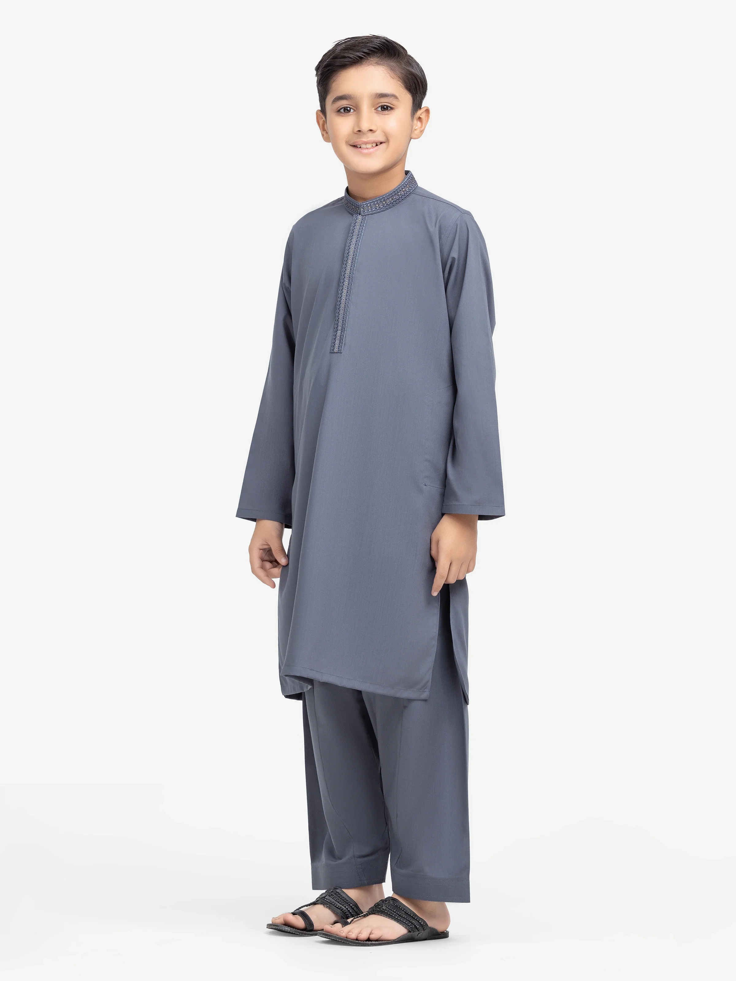 Boy's Slate Grey Kurta Shalwar - EBTKS5-4010 - Image 3