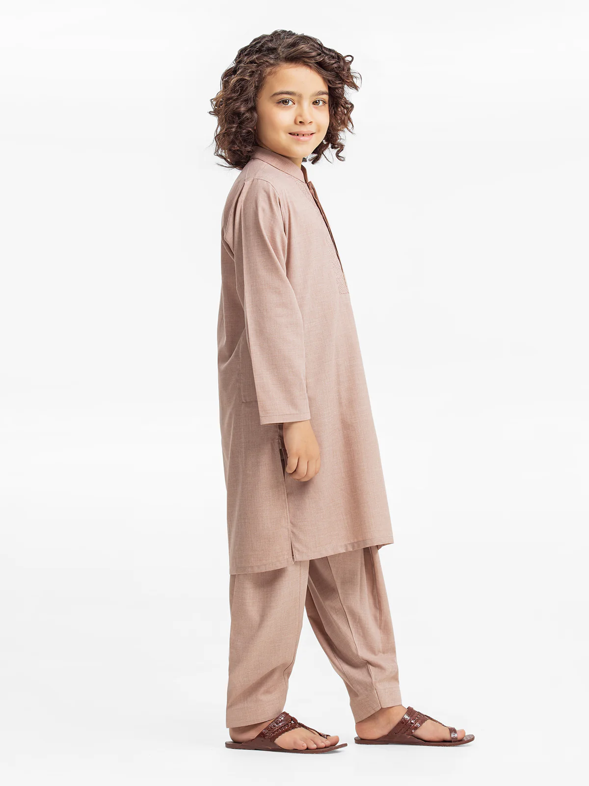 Boy's Tea Pink Kurta Shalwar - EBTKS24-3916 - Image 3