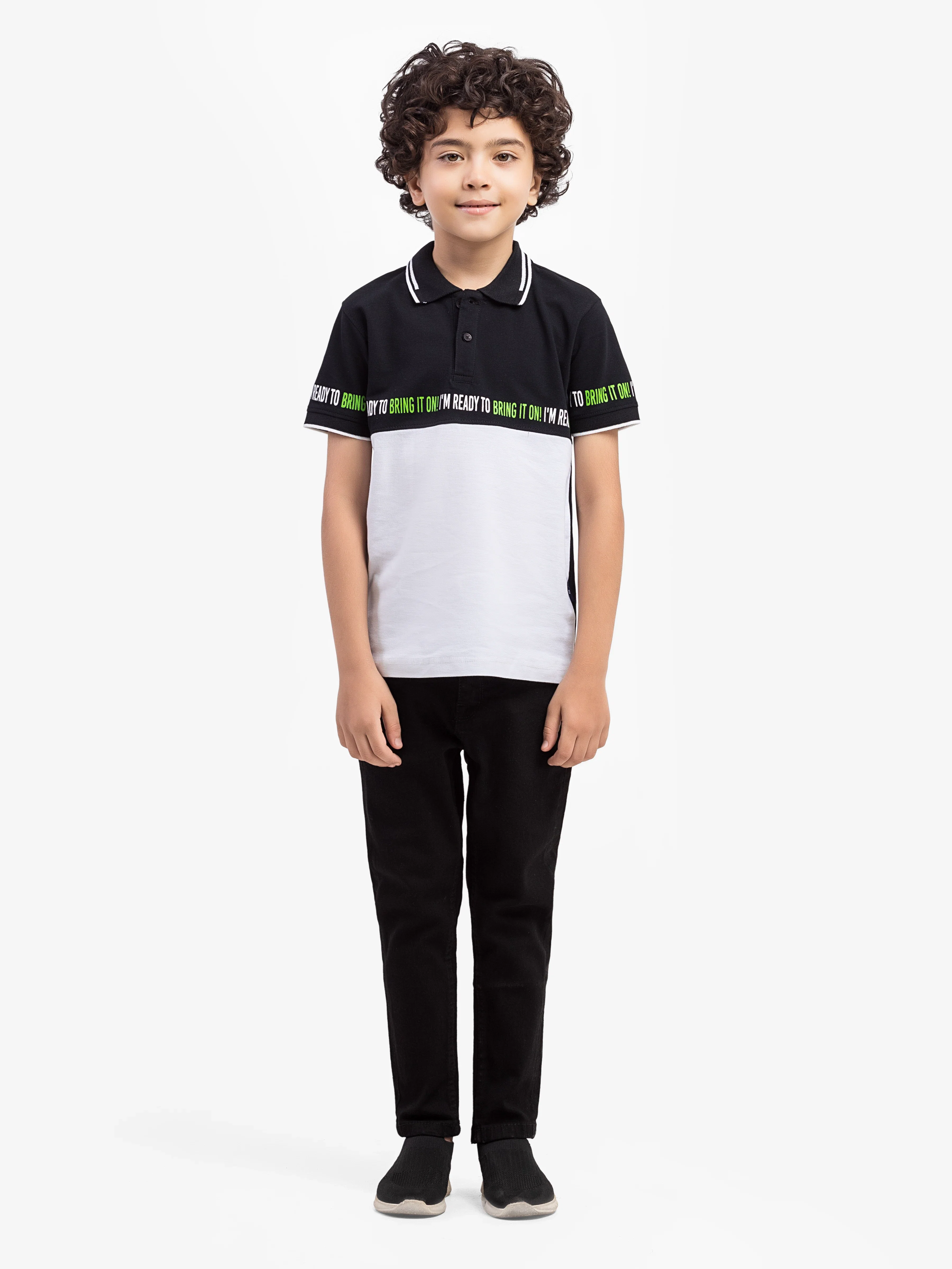 Boy's White & Black Polo Shirt - EBTPS5-012 - Image 2