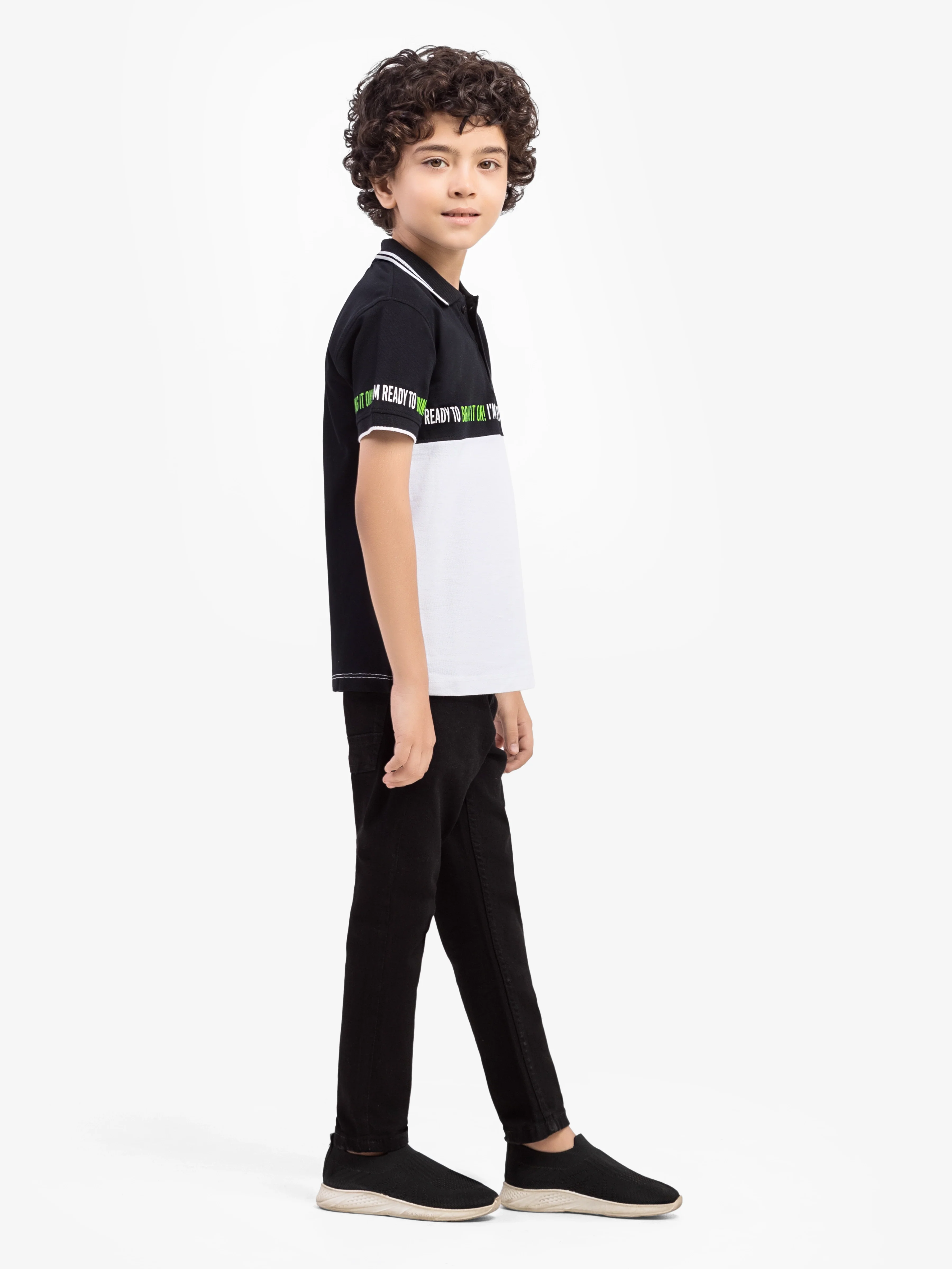 Boy's White & Black Polo Shirt - EBTPS5-012 - Image 3