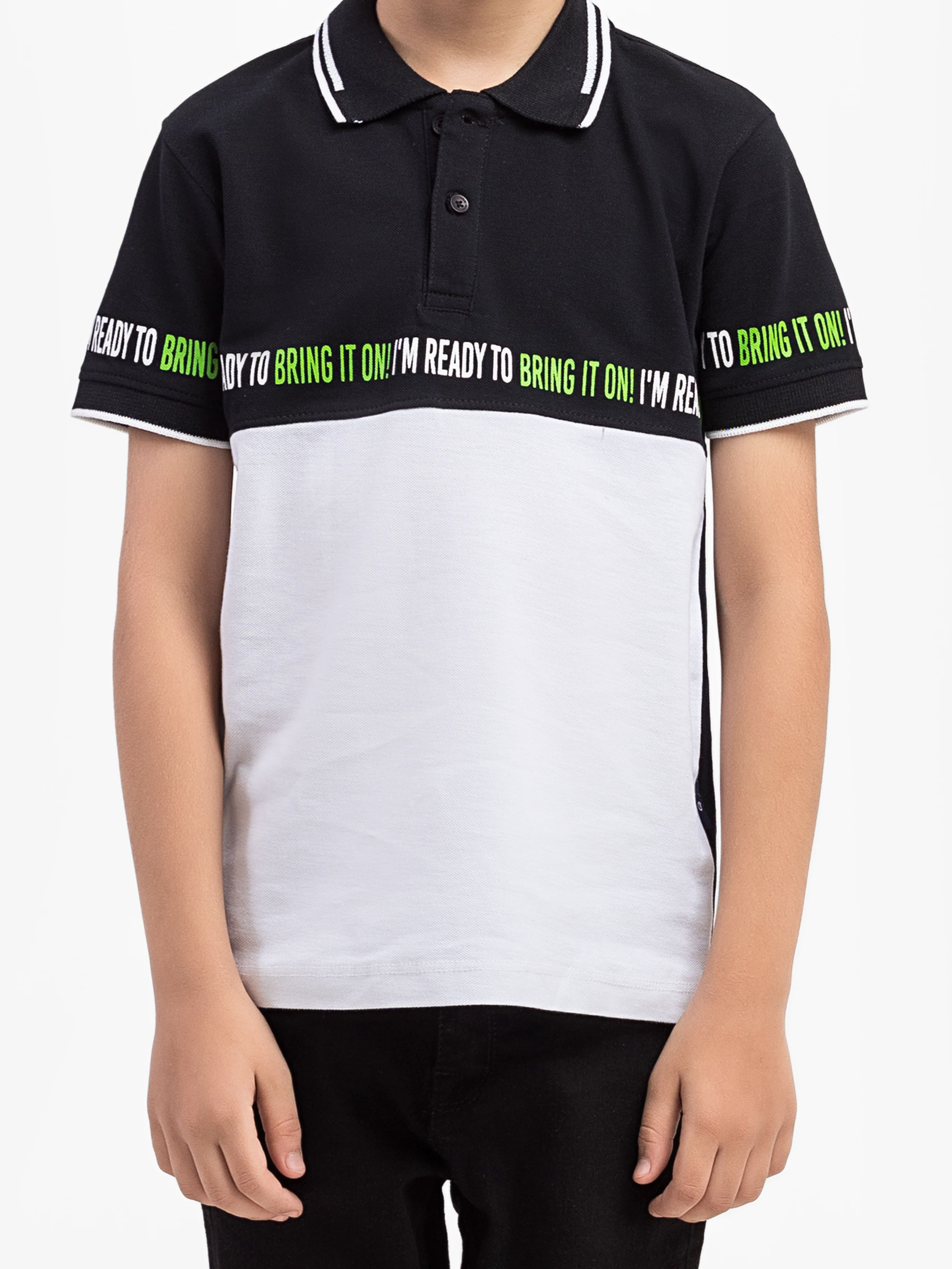 Boy's White & Black Polo Shirt - EBTPS5-012 - Image 4