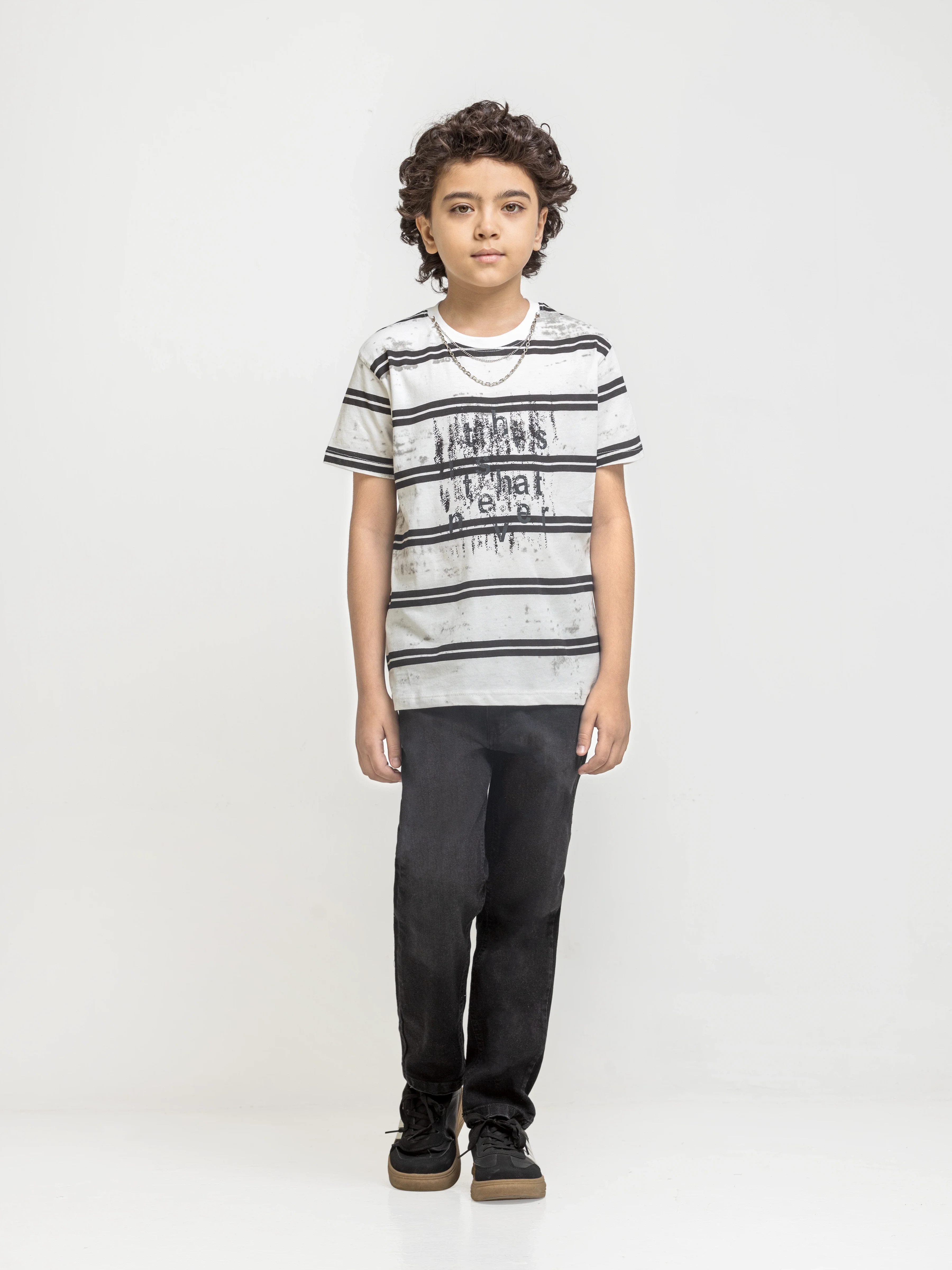 Boy's White & Black T-Shirt - EBTTS6-038 - Image 2