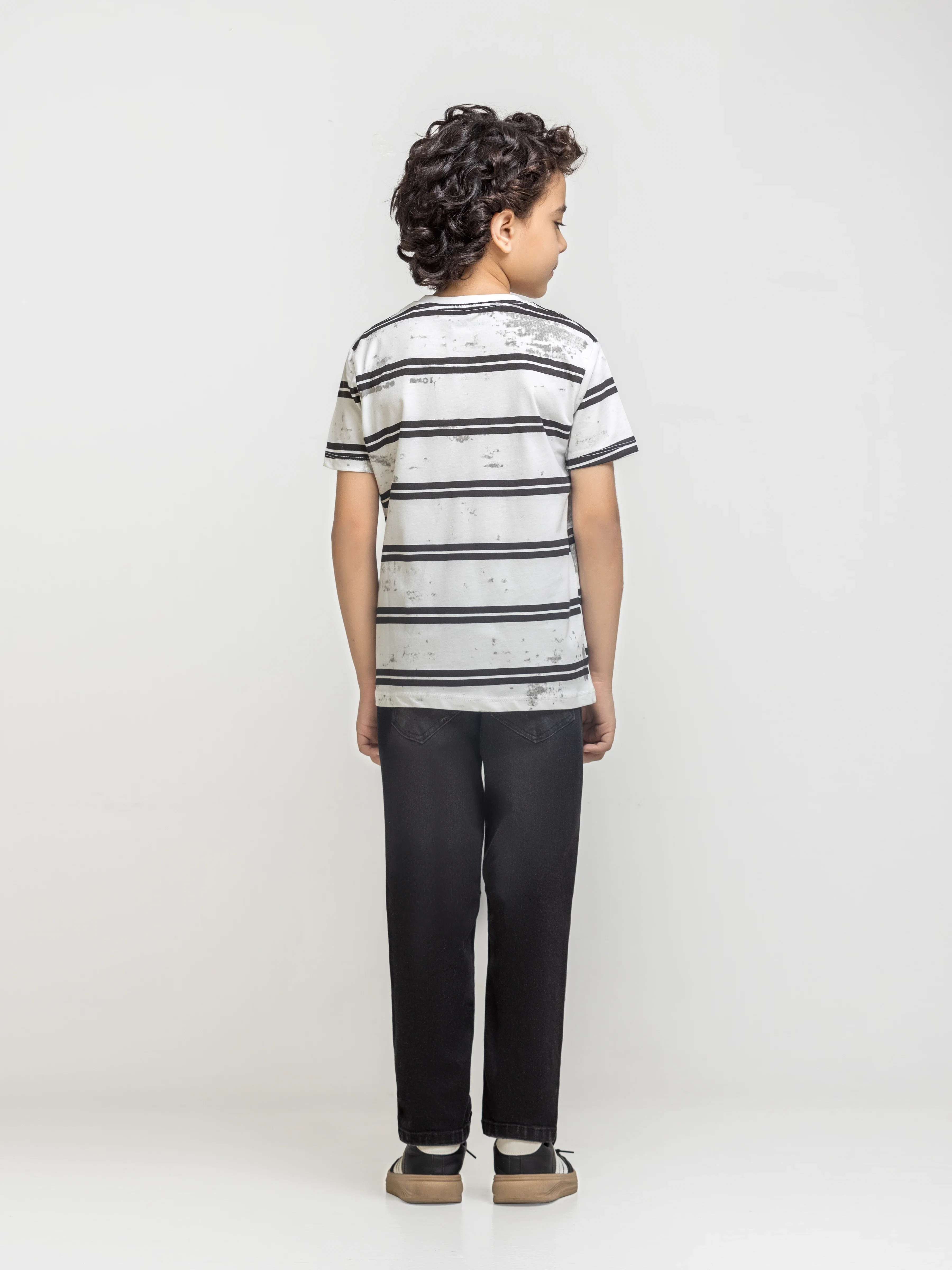 Boy's White & Black T-Shirt - EBTTS6-038 - Image 5