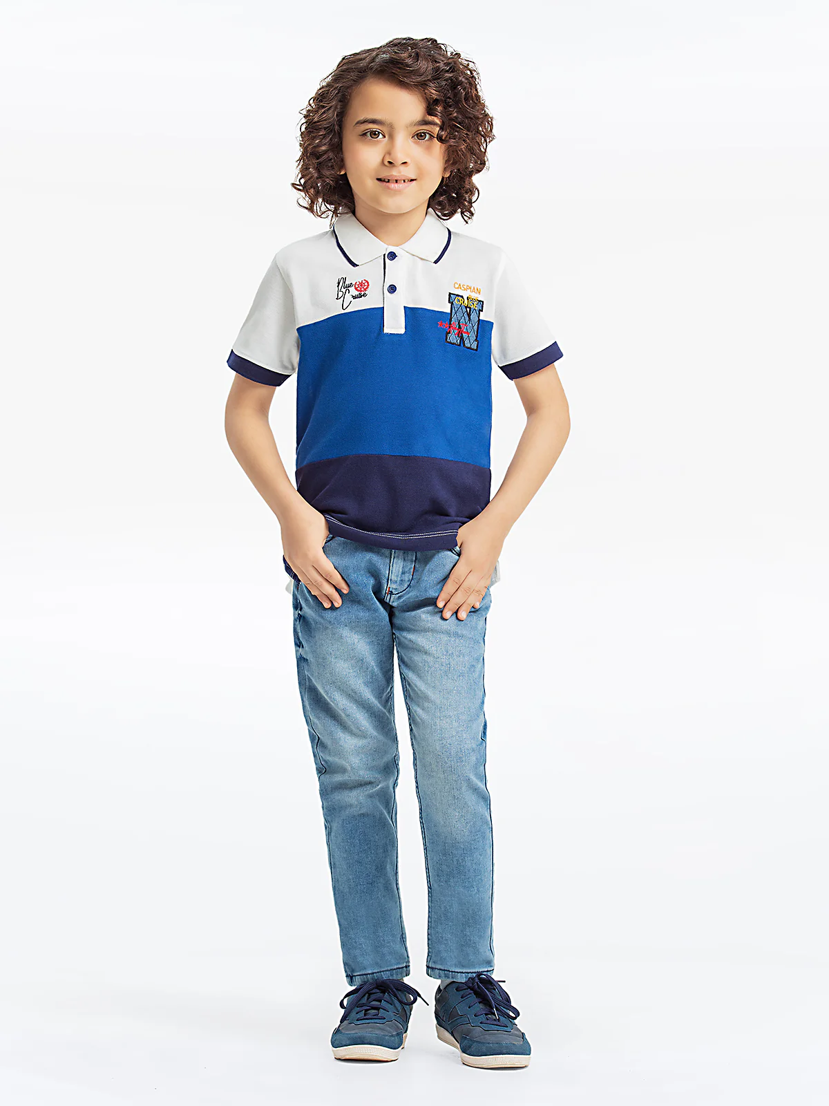 Boy's White & Blue Polo Shirt - EBTPS23-029 - Image 2
