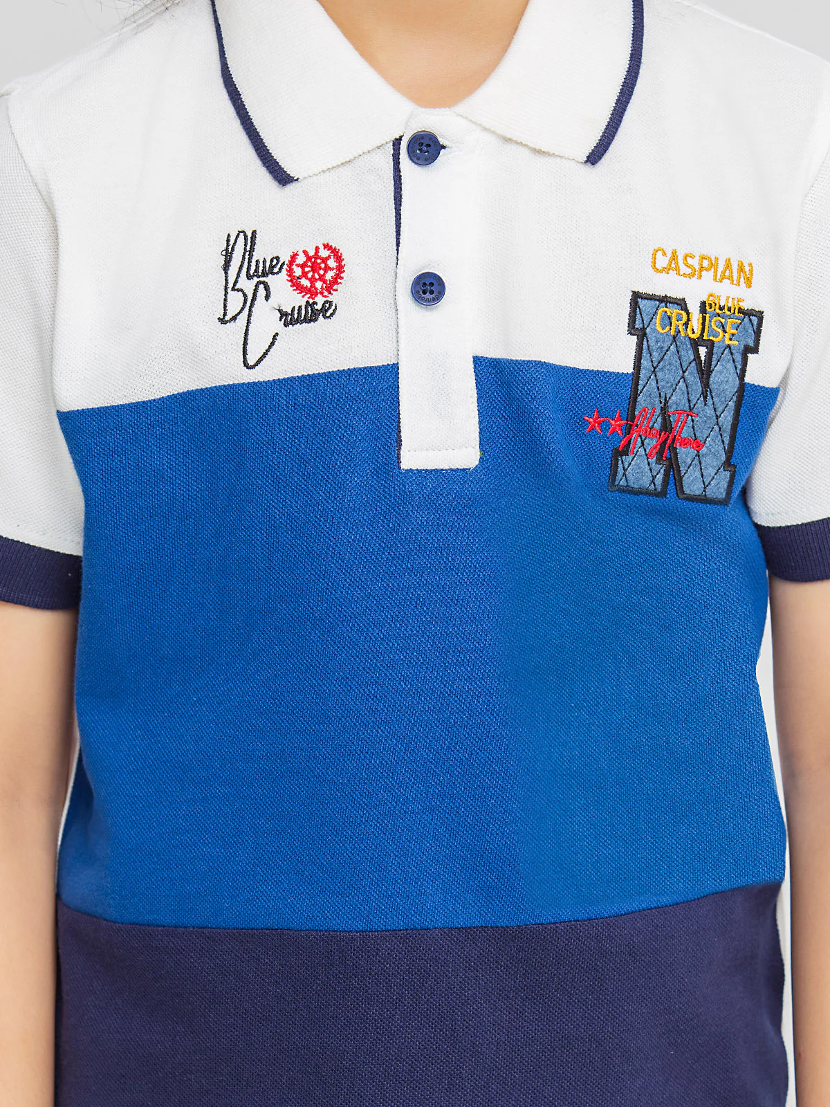 Boy's White & Blue Polo Shirt - EBTPS23-029 - Image 4
