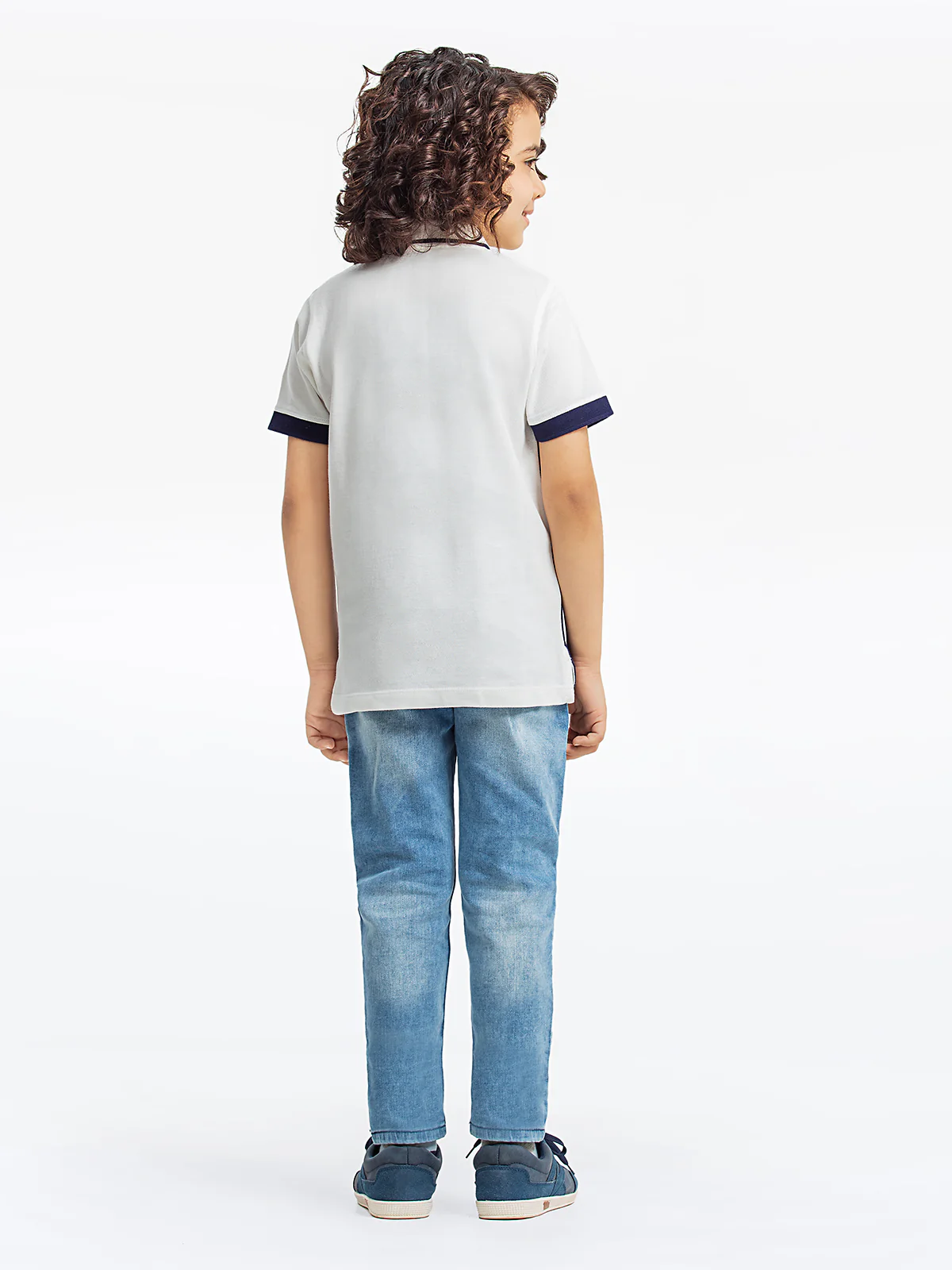 Boy's White & Blue Polo Shirt - EBTPS23-029 - Image 5
