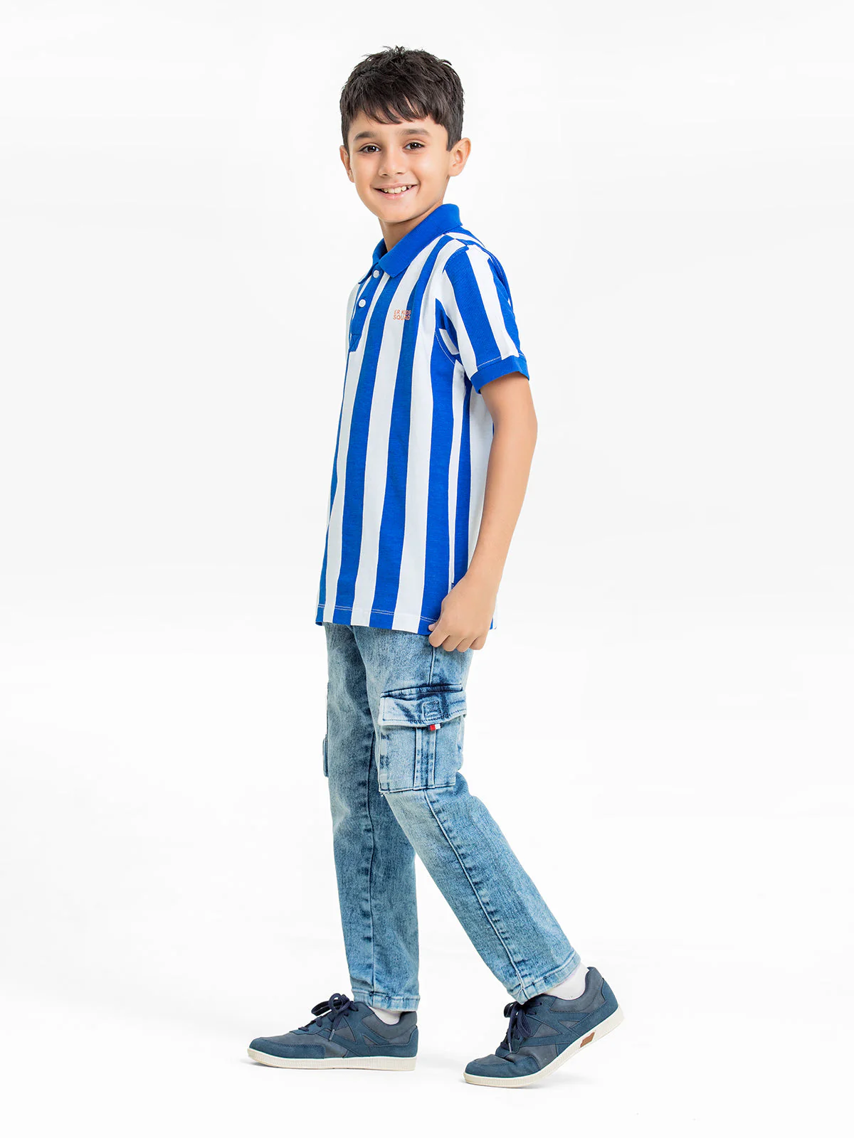 Boy's White & Blue Polo Shirt - EBTPS24-001 - Image 3