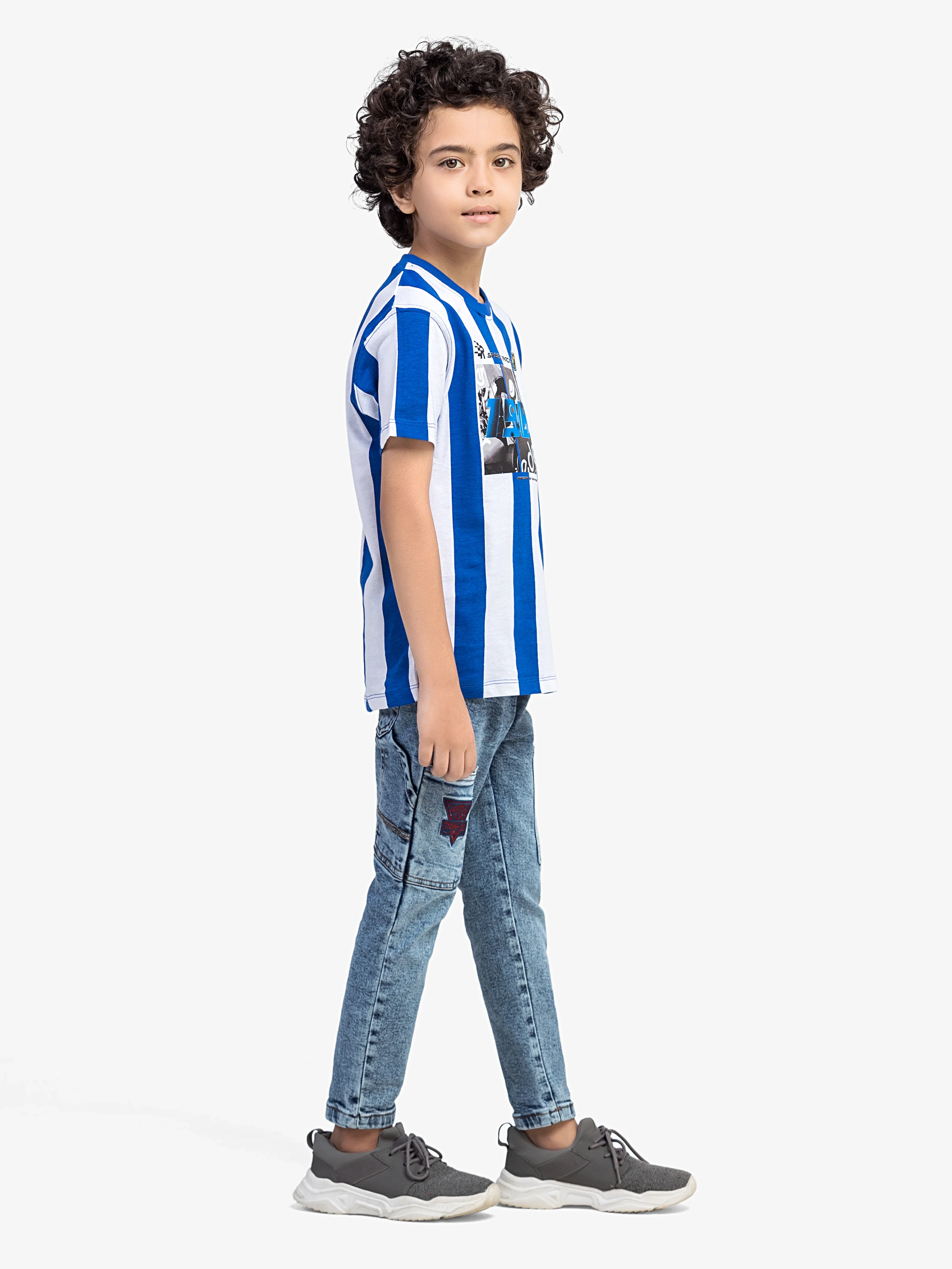 Boy's White & Blue T-Shirt - EBTTS5-023 - Image 4