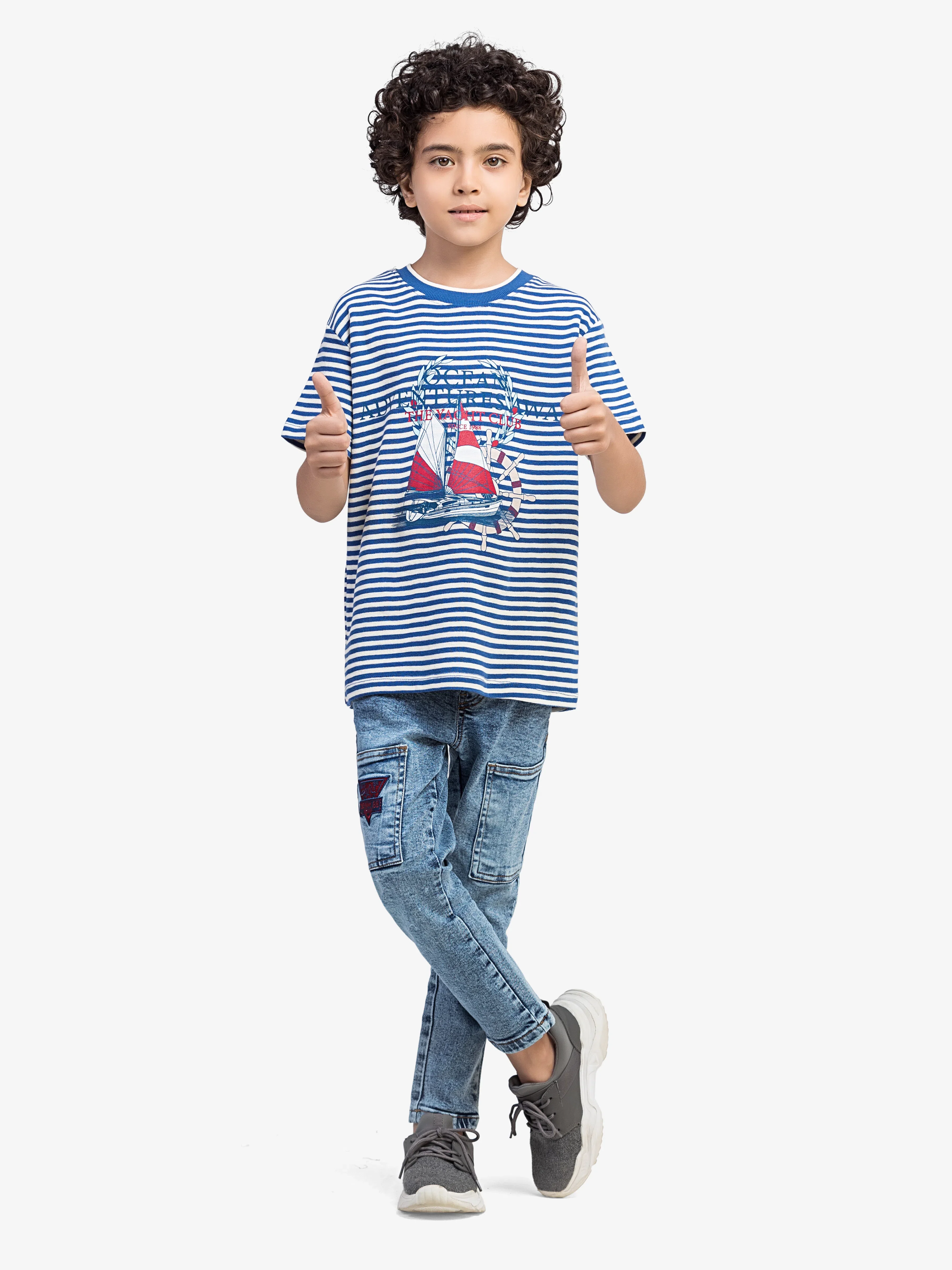 Boy's White & Blue T-Shirt - EBTTS5-038 - Image 2